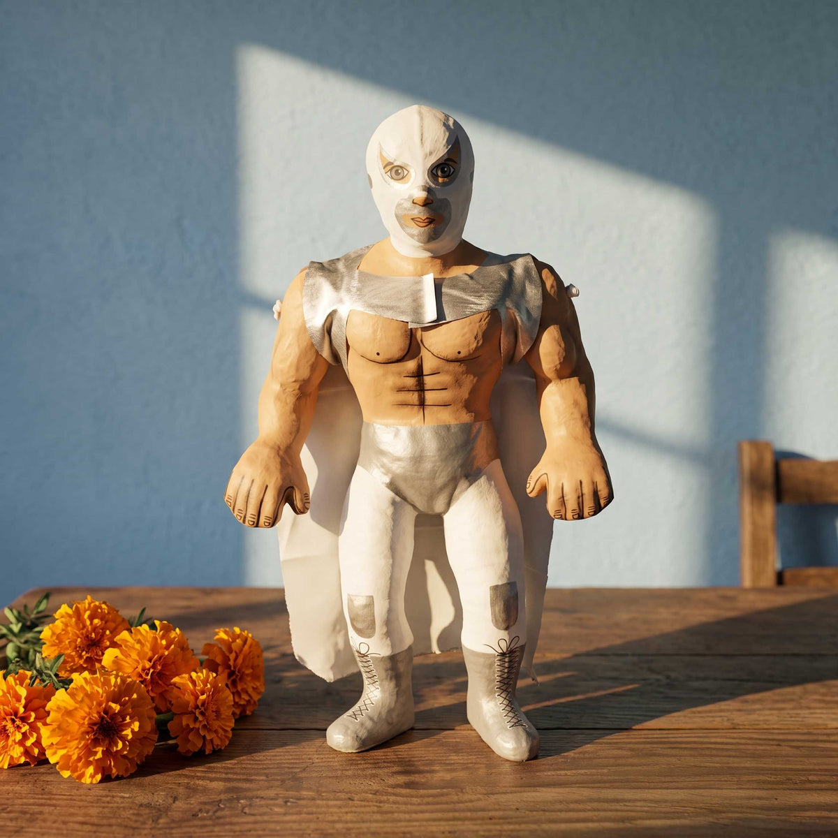 Papier-Mâché Luchadores Dolls Sculptures