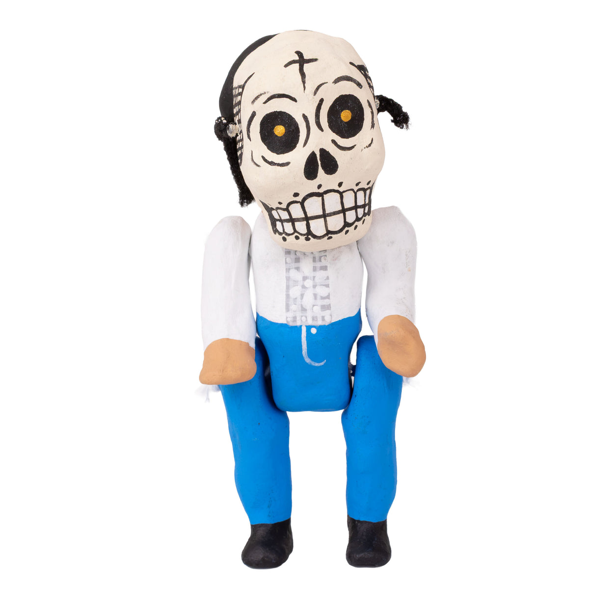 Papier-Mâché Escuincles with Diablitos and Skull Masks Doll Sculptures