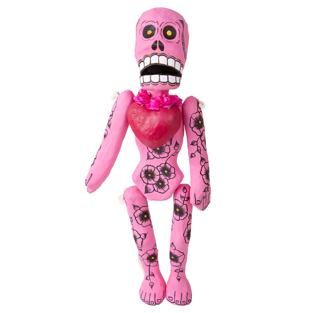 Papier-Mâché Calaca Skeleton with a Heart