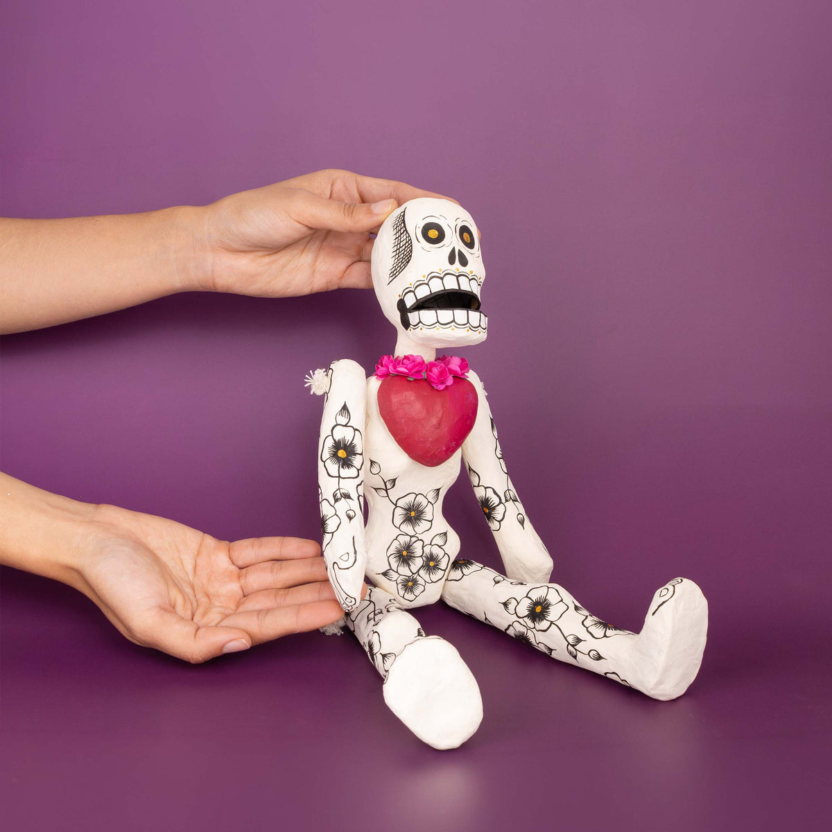 Papier-Mâché Calaca Skeleton with a Heart
