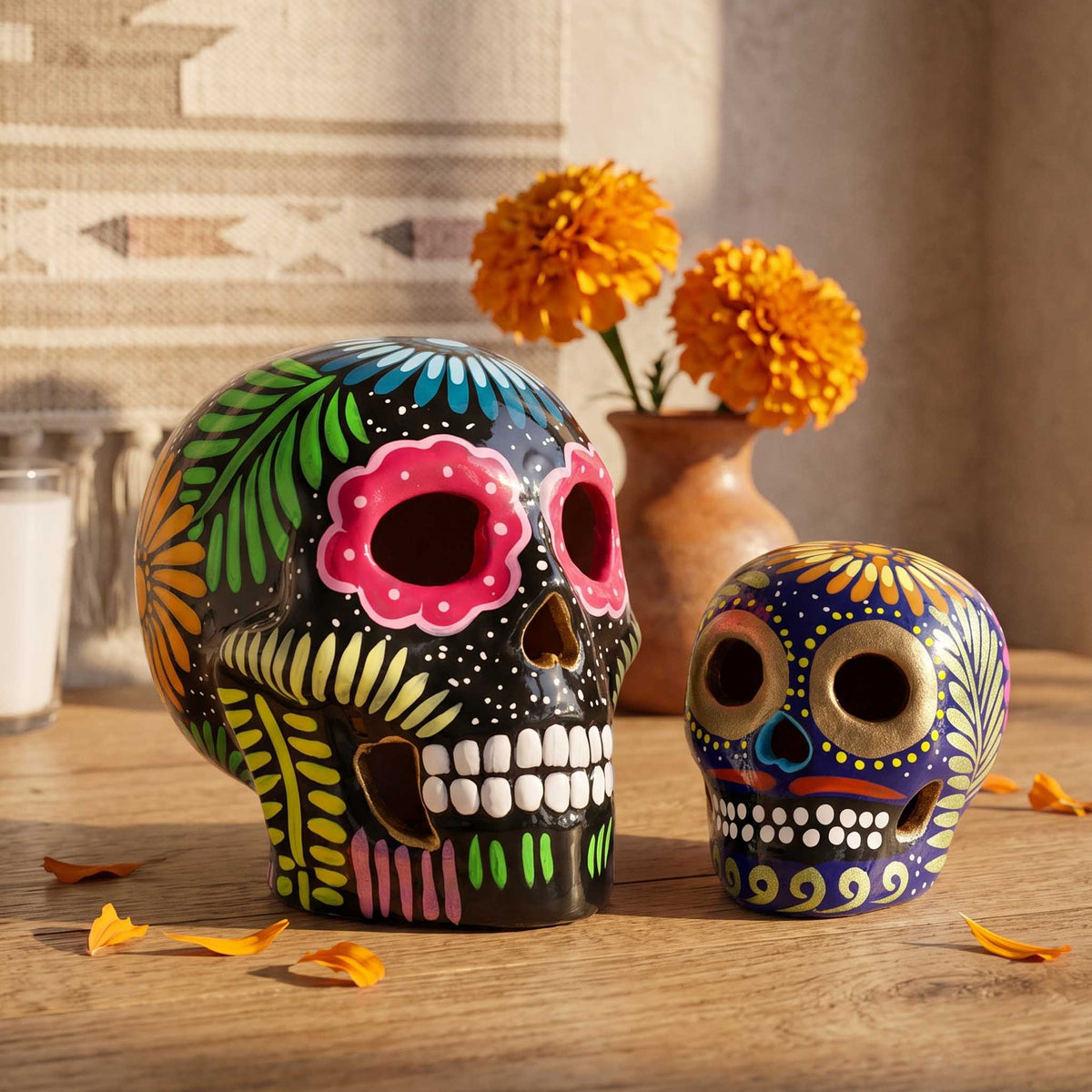 Hand Painted Clay Sugar Skull, Calaveras
