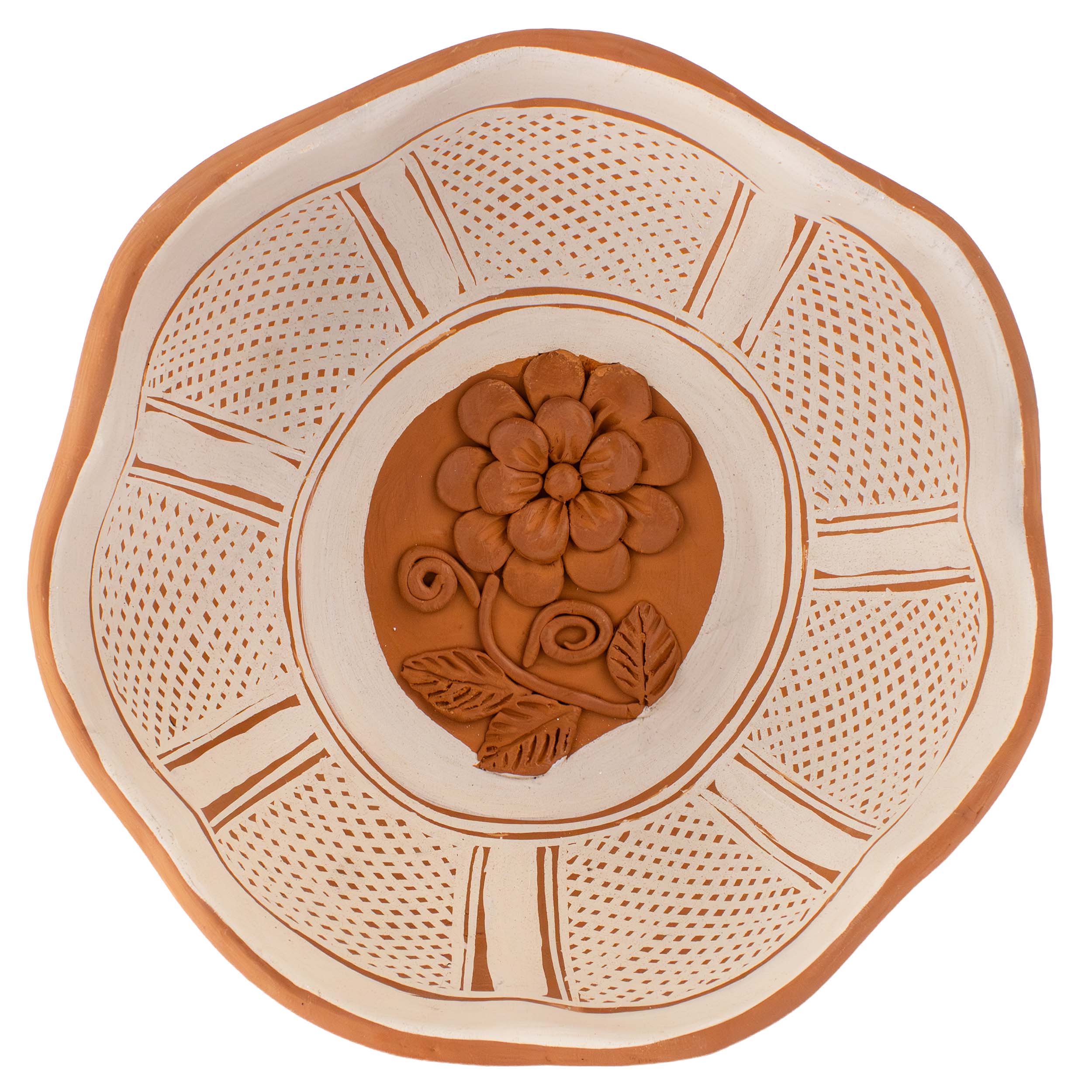 Patamban Hand-Painted Floral and Animals Clay Fruit Bowl