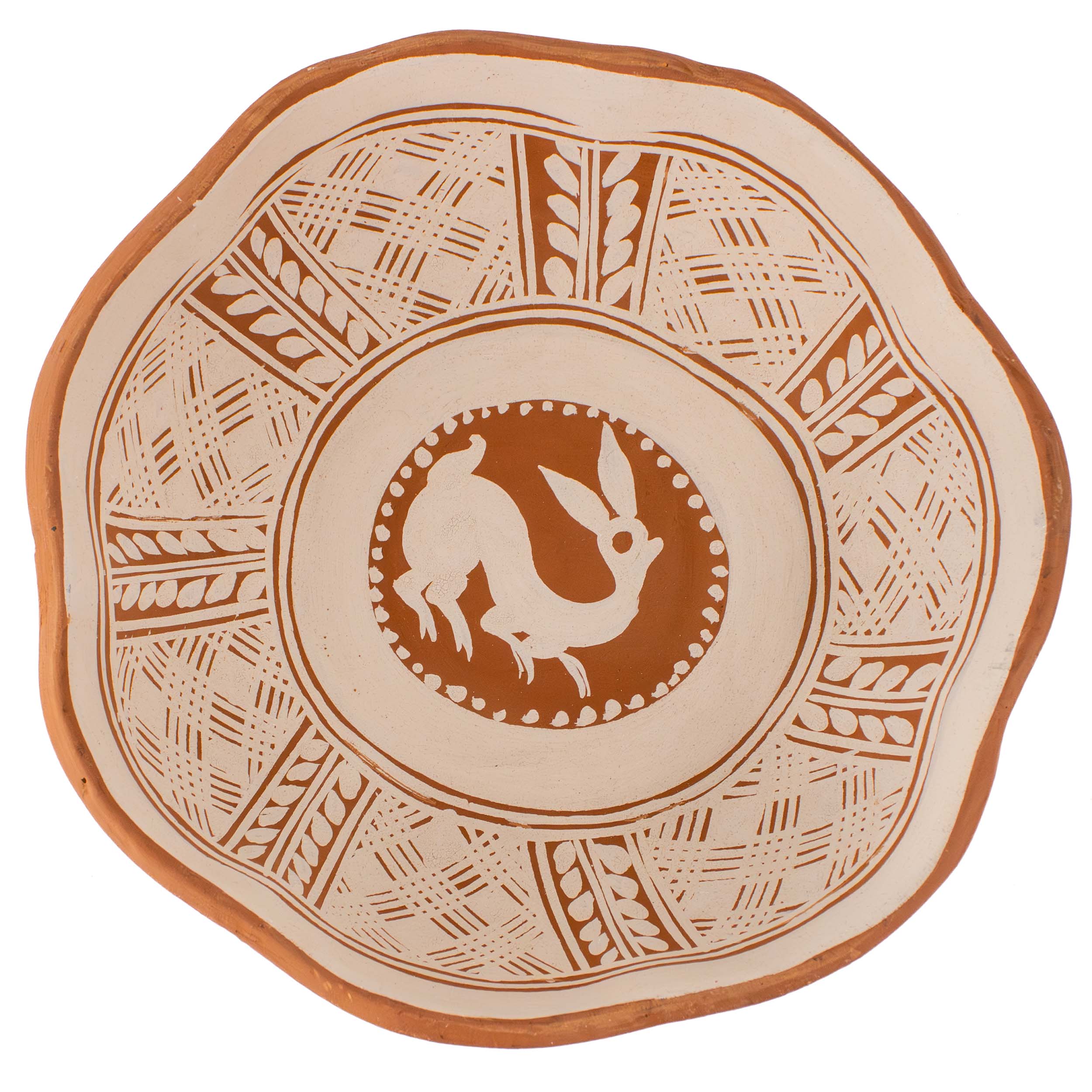 Patamban Hand-Painted Floral and Animals Clay Fruit Bowl