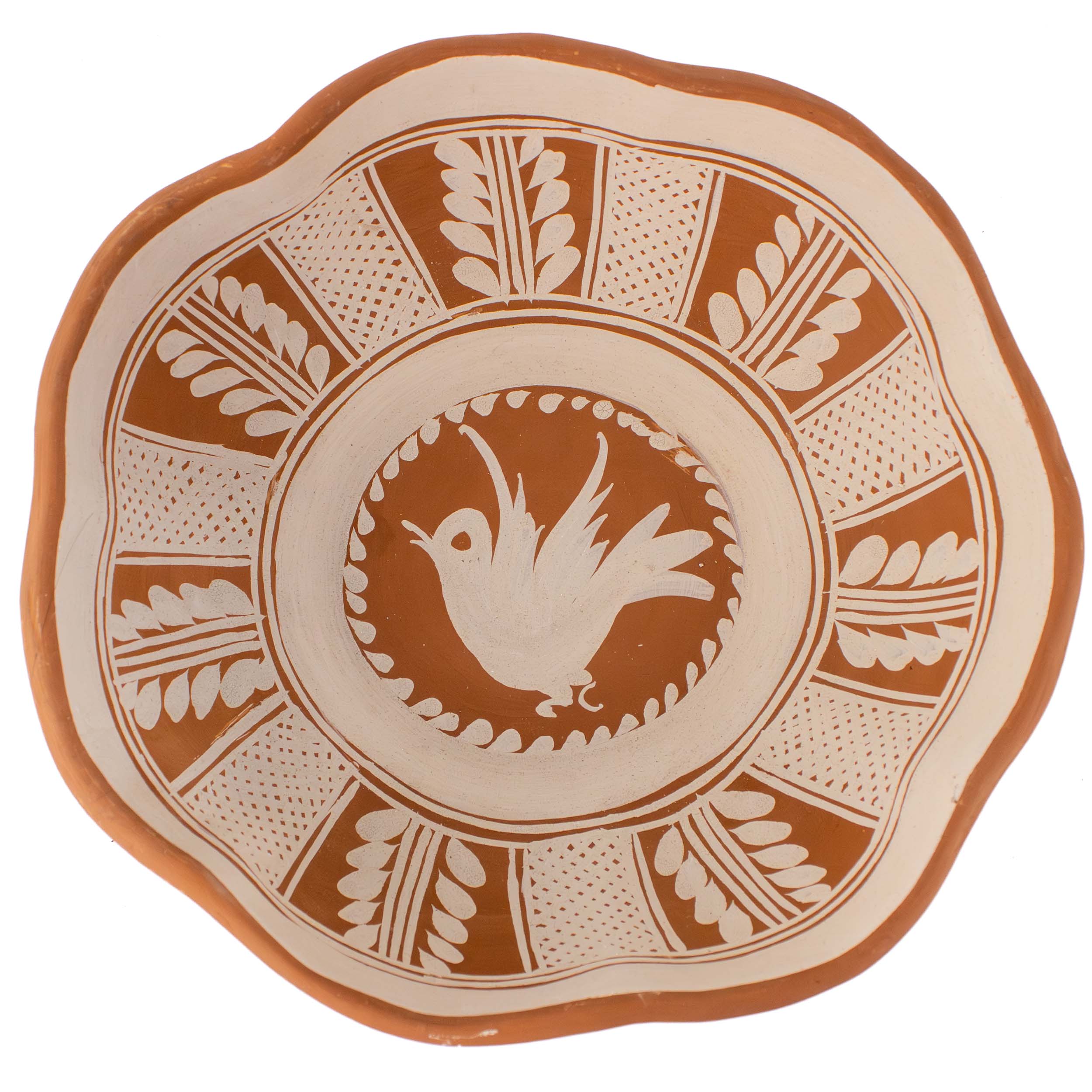 Patamban Hand-Painted Floral and Animals Clay Fruit Bowl