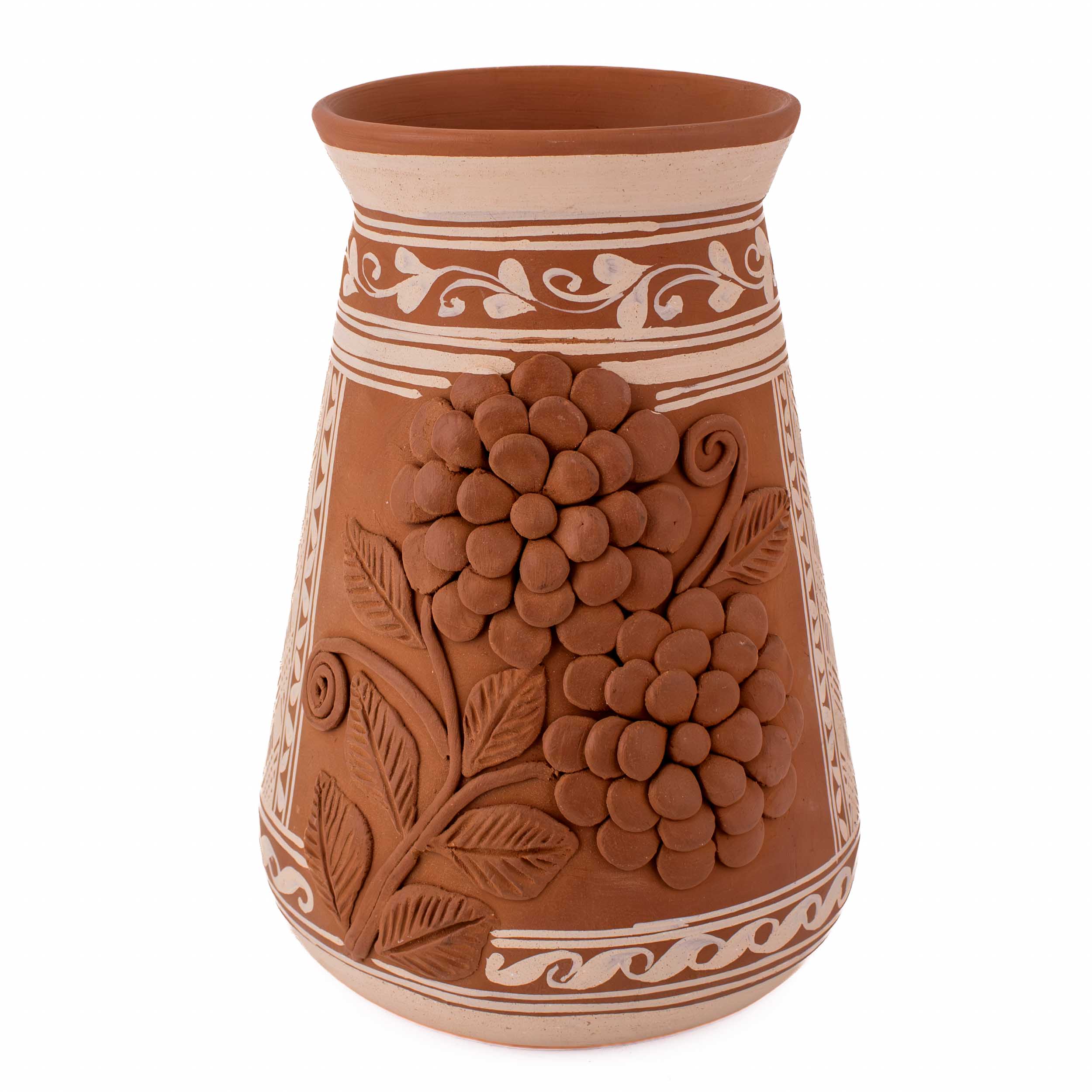 Patamban Tall Vase with Sculpted Flowers