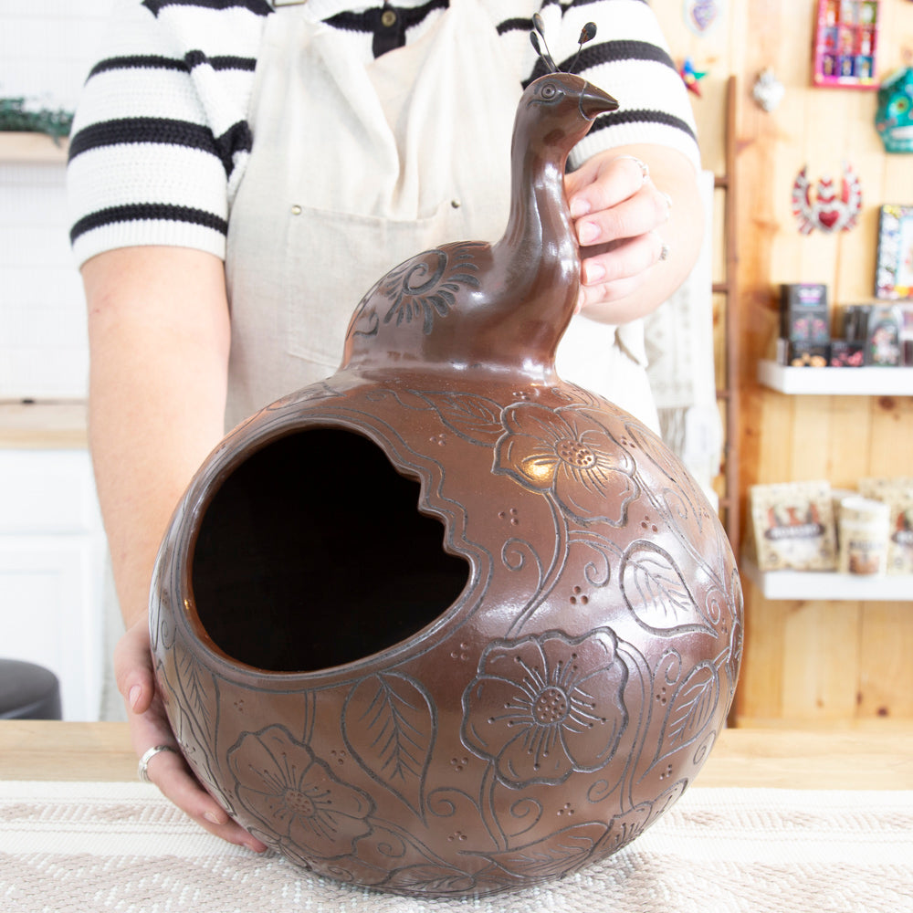 Zinapécuaro Large Peacock Bowl Sculpture