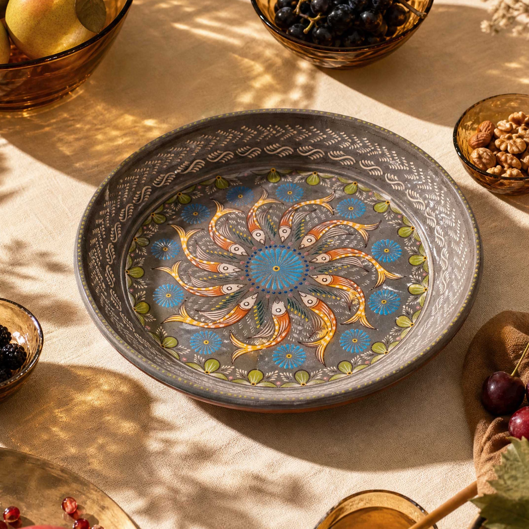 Peces de Capula Medium Serving Platter with Mandala