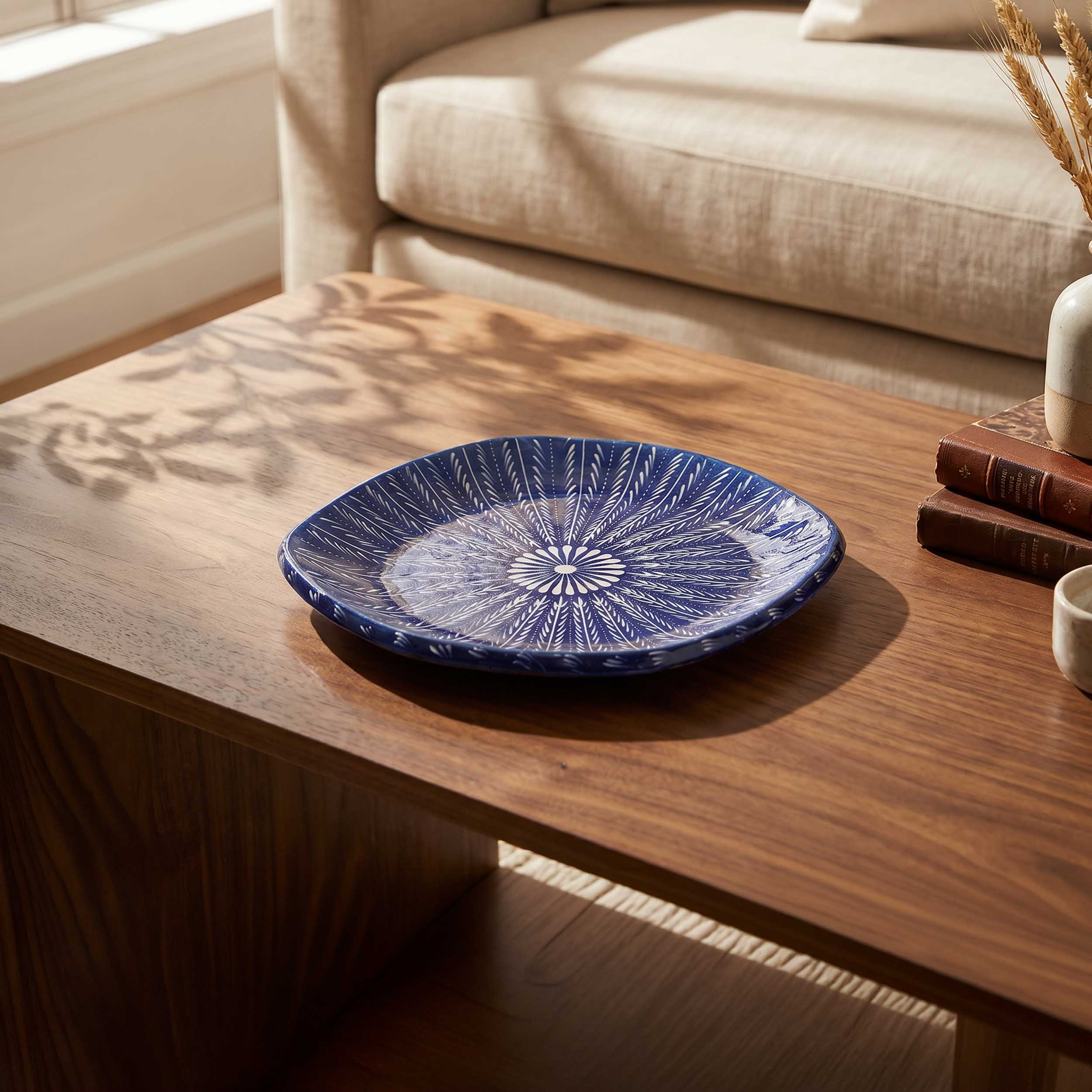 Feathered Mandala Capula Hexagonal Plate