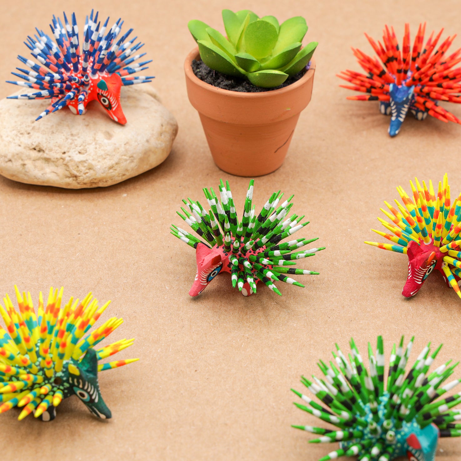 Hand Painted Porcupine Wooden Figurine Alebrije