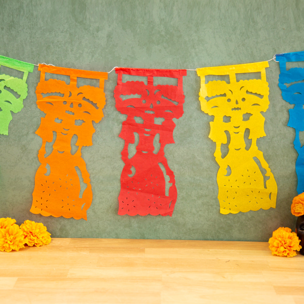 Colorful La Catrina Papel Picado Banner