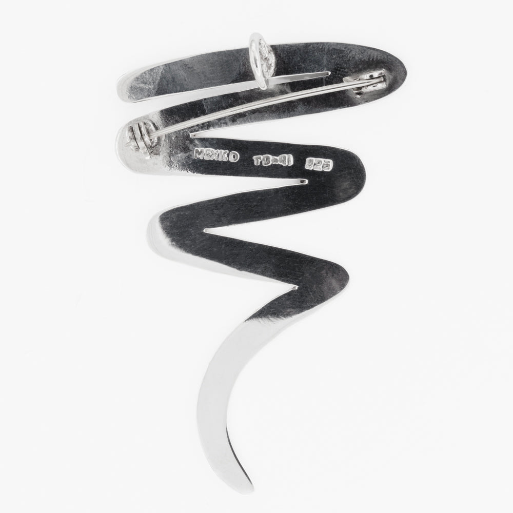 Sterling Silver Scribble Large Brooch Pin