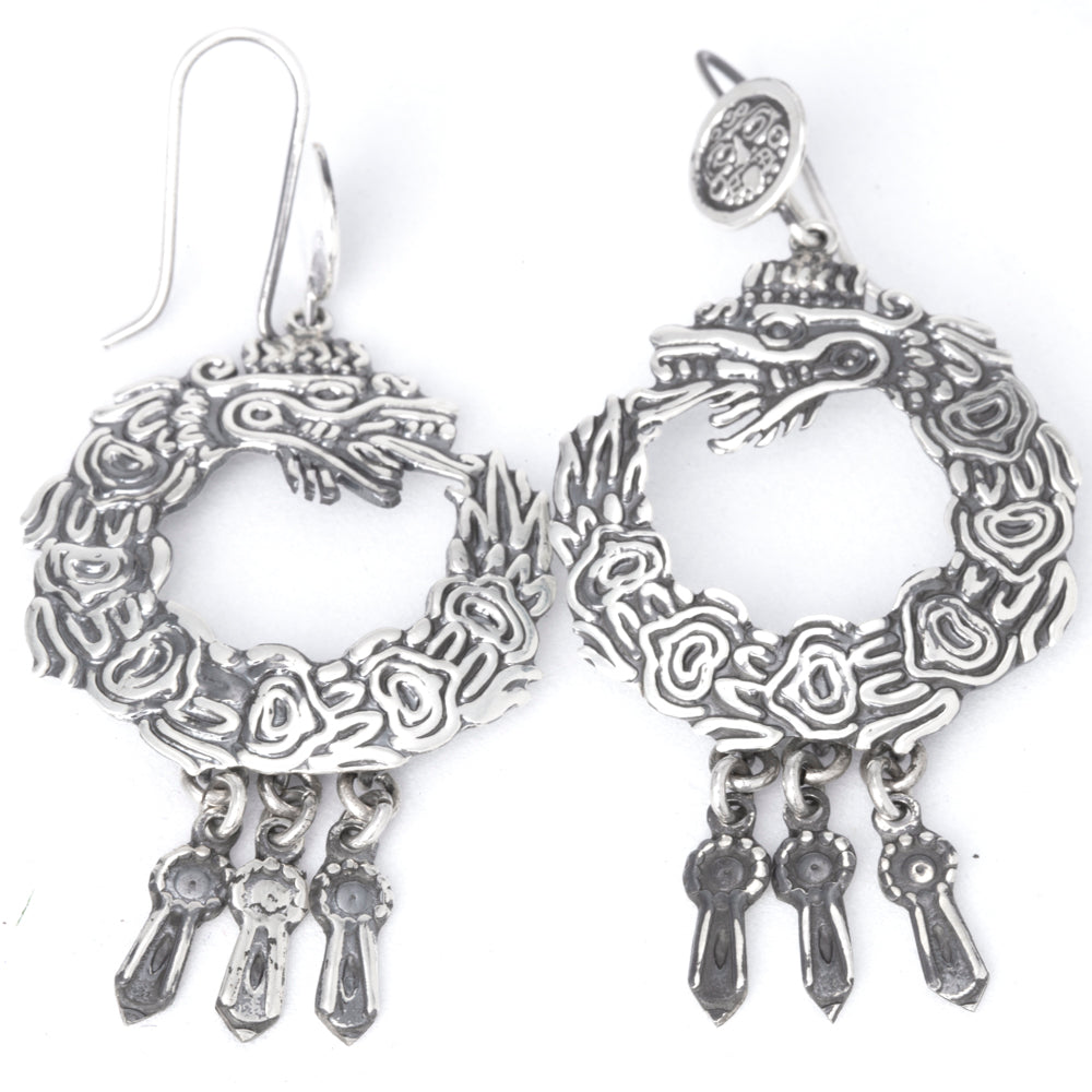 Sterling Silver Quetzalcoatl Earrings
