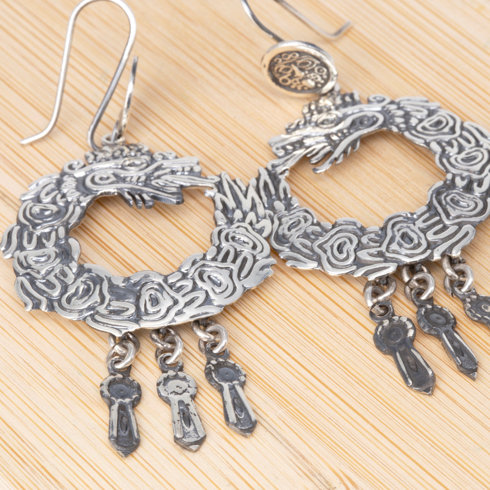 Sterling Silver Quetzalcoatl Earrings