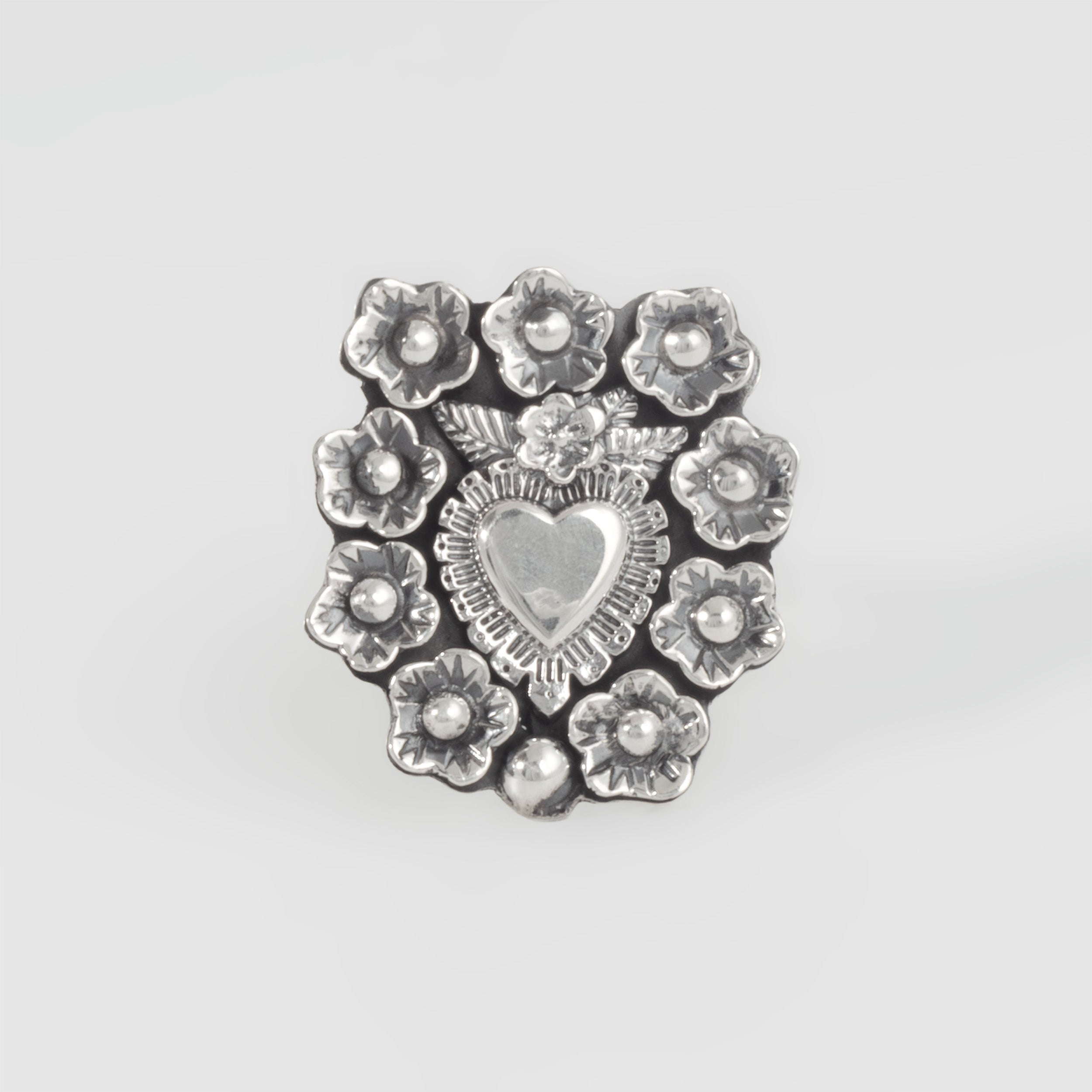 Sterling Silver Corazón Sagrado Garden Ring
