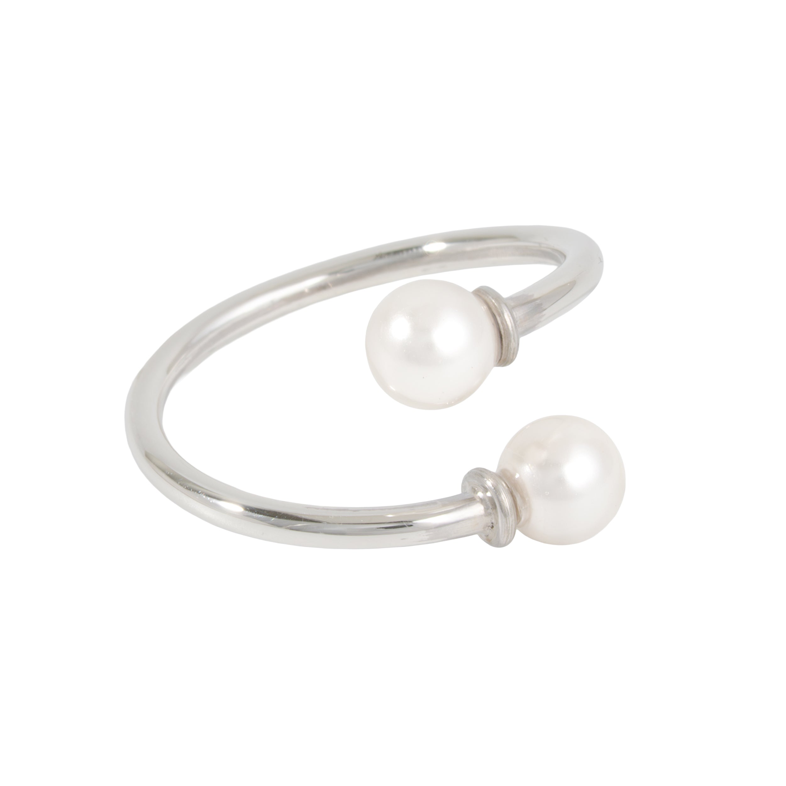 Sterling Silver Twisting Faux Pearls Ring