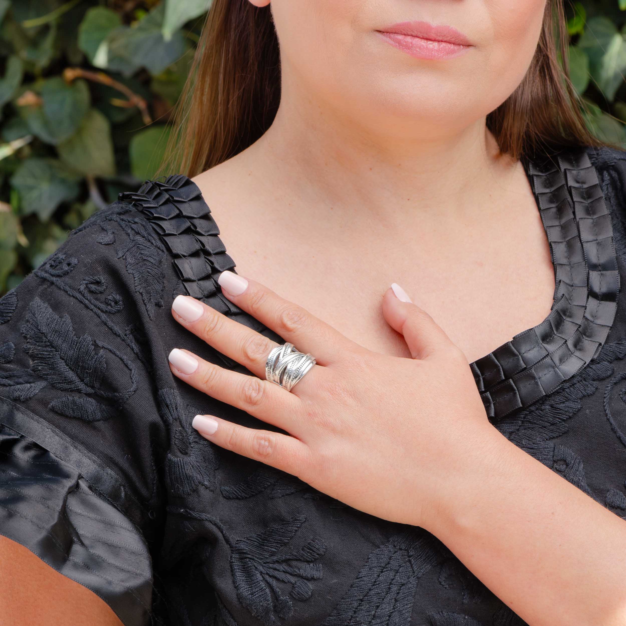 Sterling Silver Crossover Ring