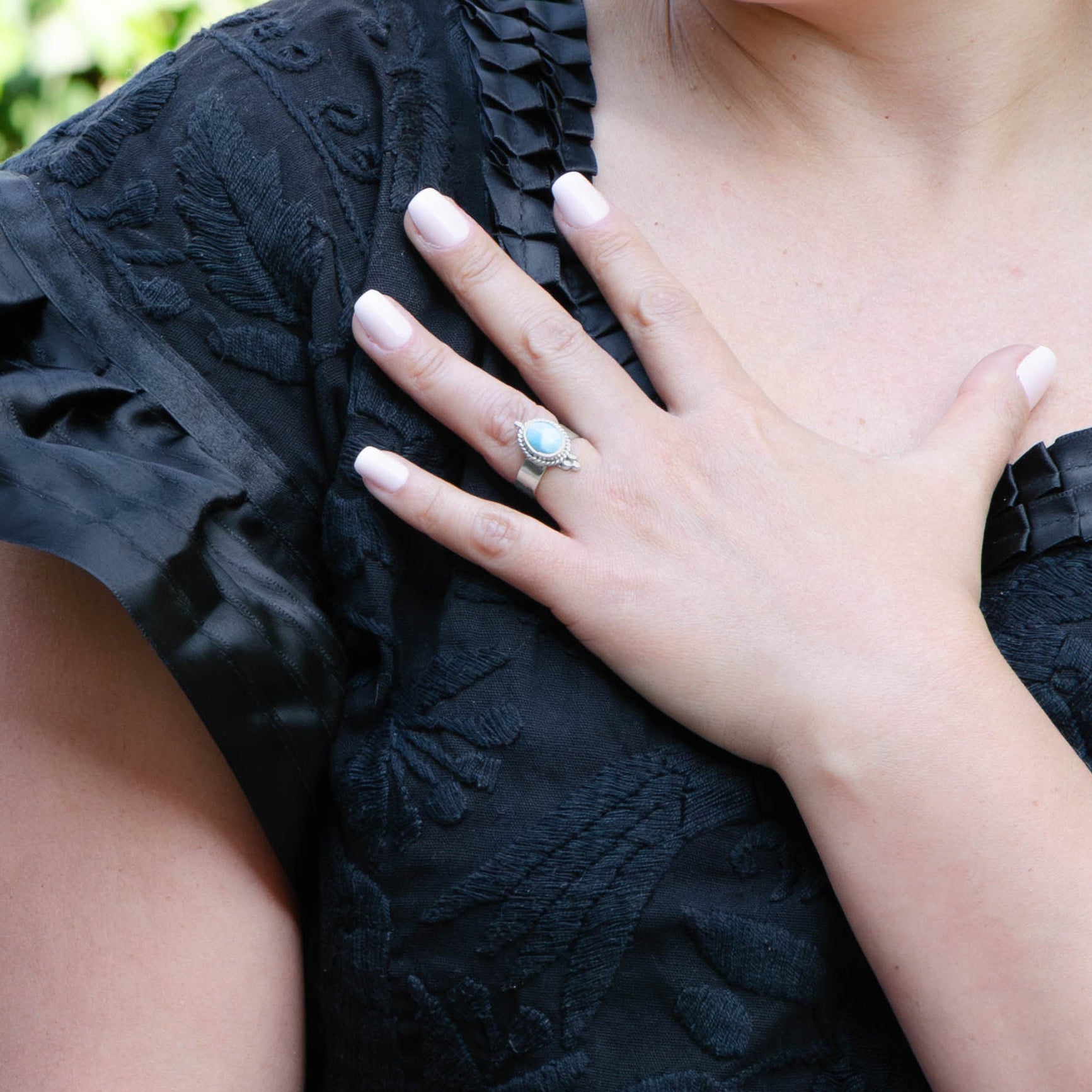 Sterling Silver Portrait of Larimar Ring