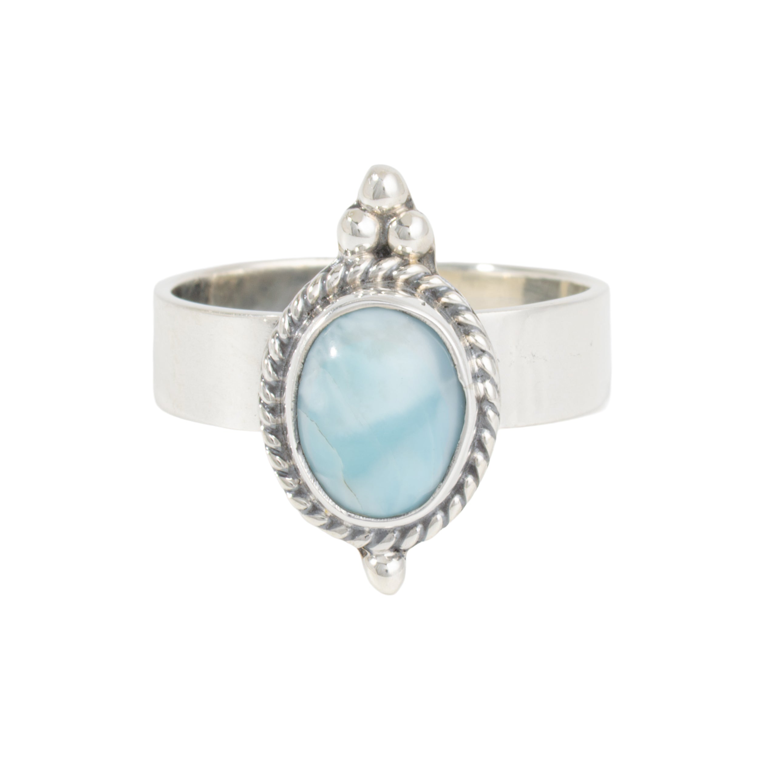 Sterling Silver Portrait of Larimar Ring | Lolo Mexican Mercadito