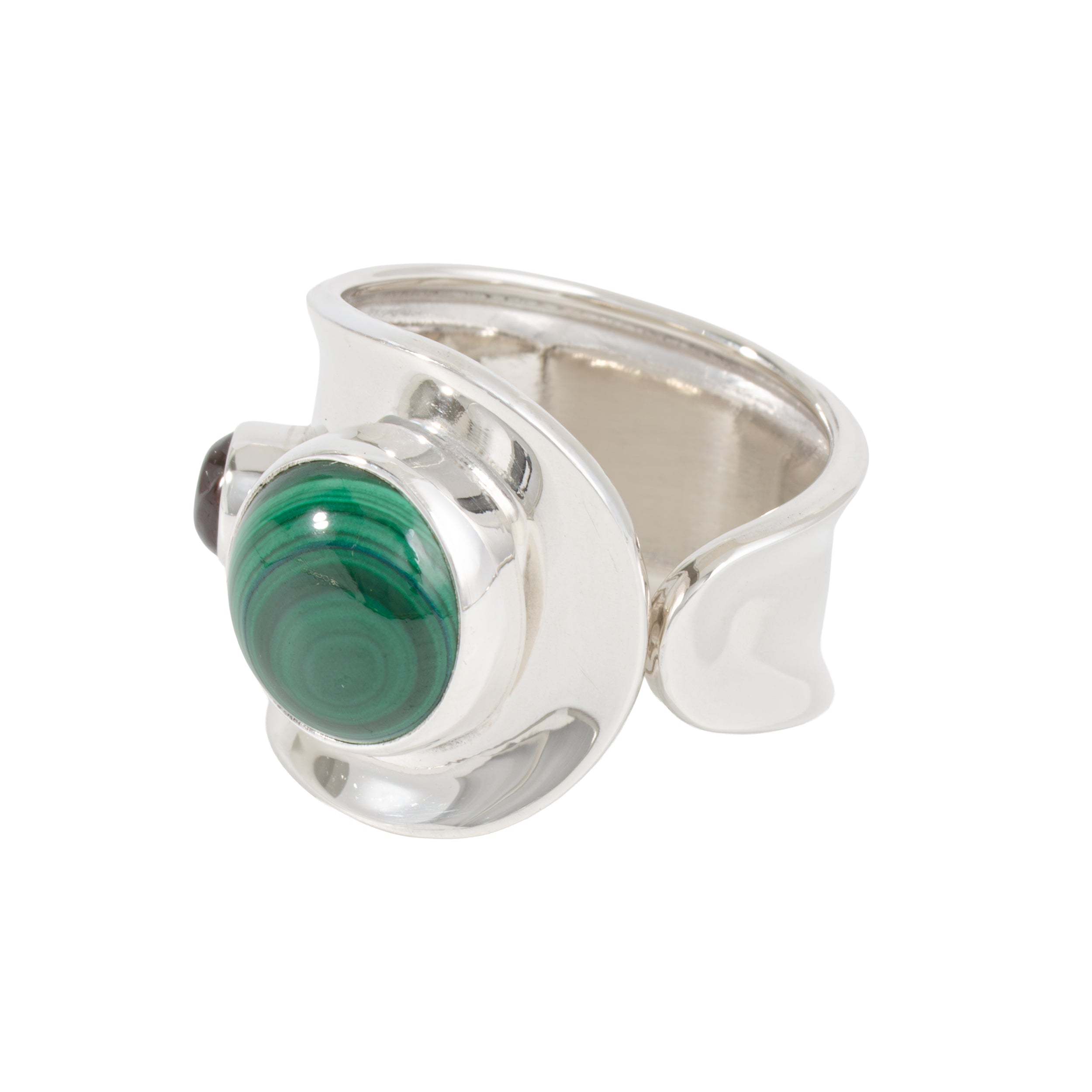Sterling Silver Two Gemstones Ring
