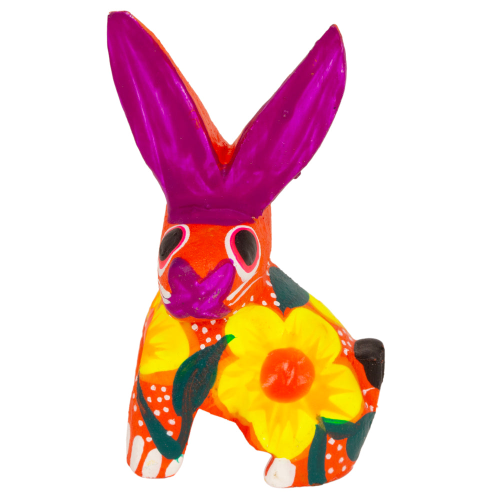 Hand Painted Sitting Rabbit Wooden Figurine