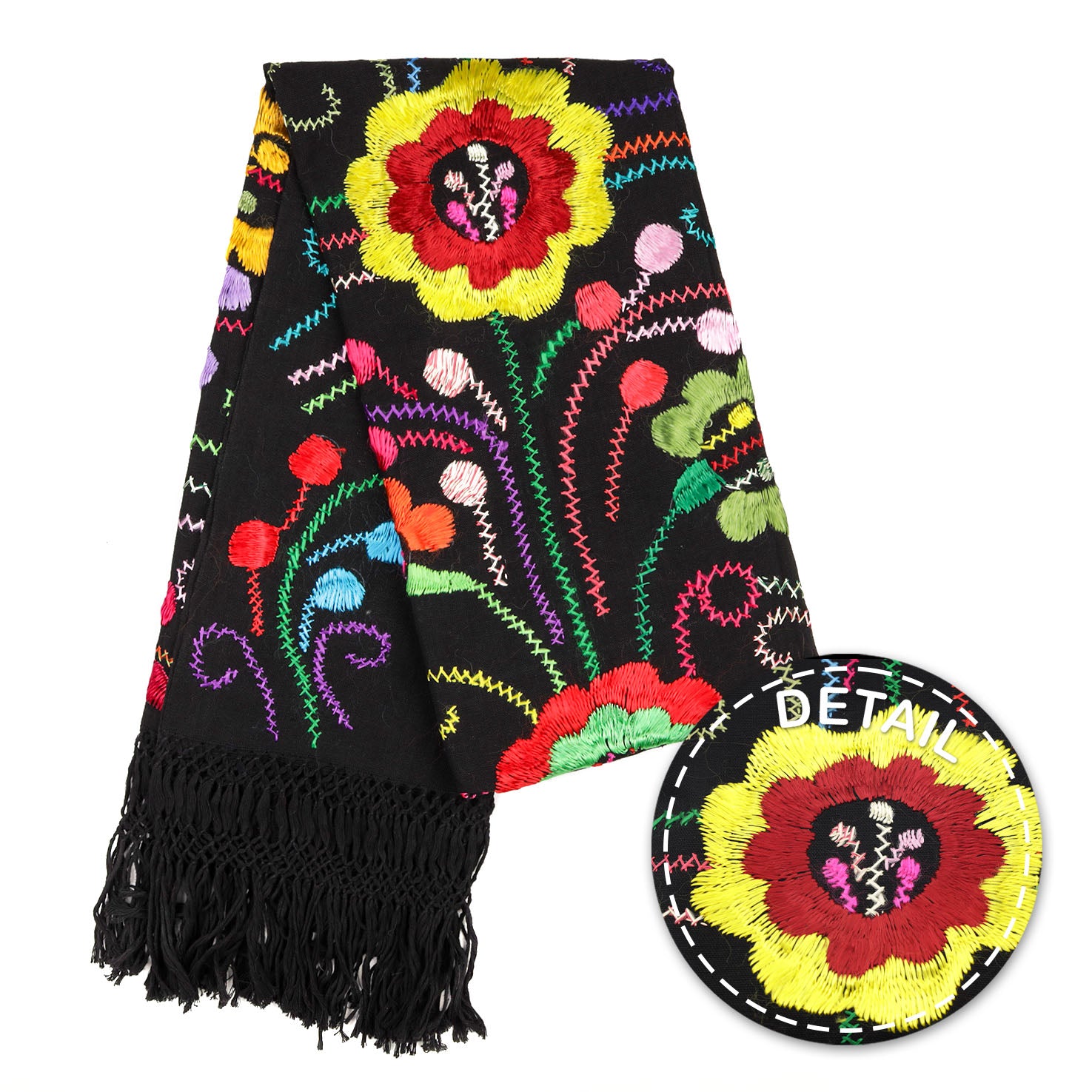 Floral Embroidery Rebozo