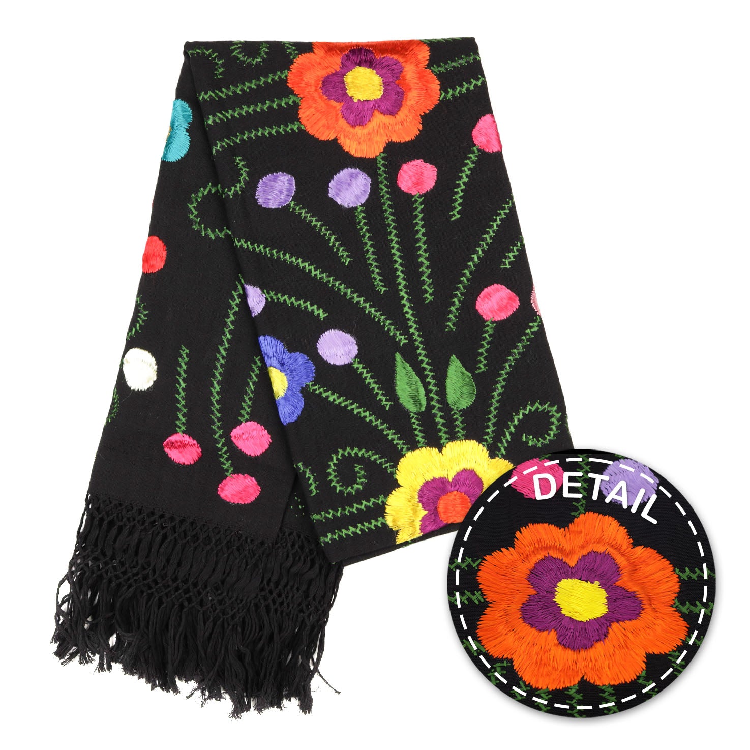 Floral Embroidery Rebozo