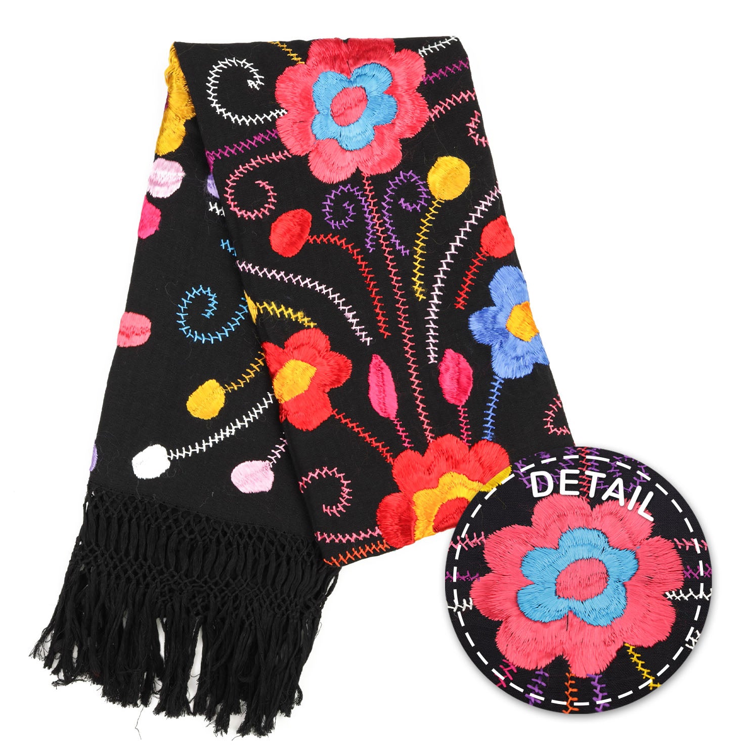 Floral Embroidery Rebozo