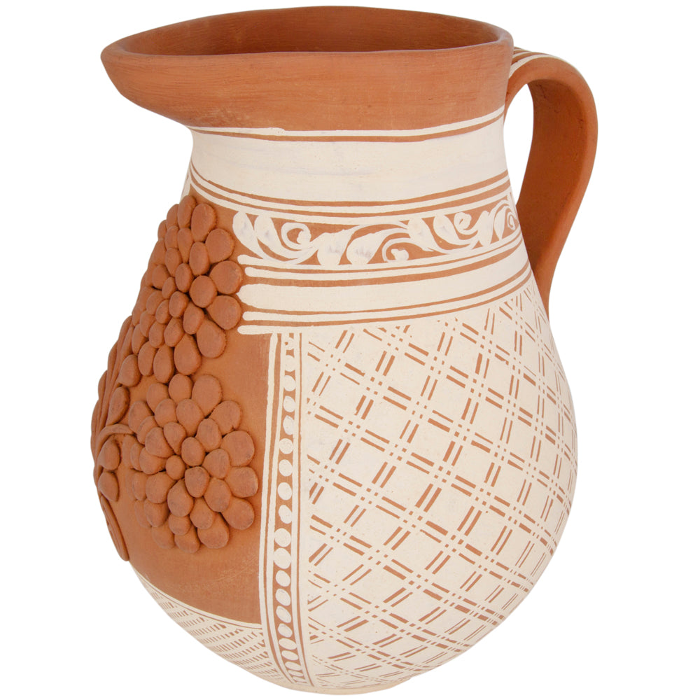 Patamban Pitcher Vase with Sculpted Flowers
