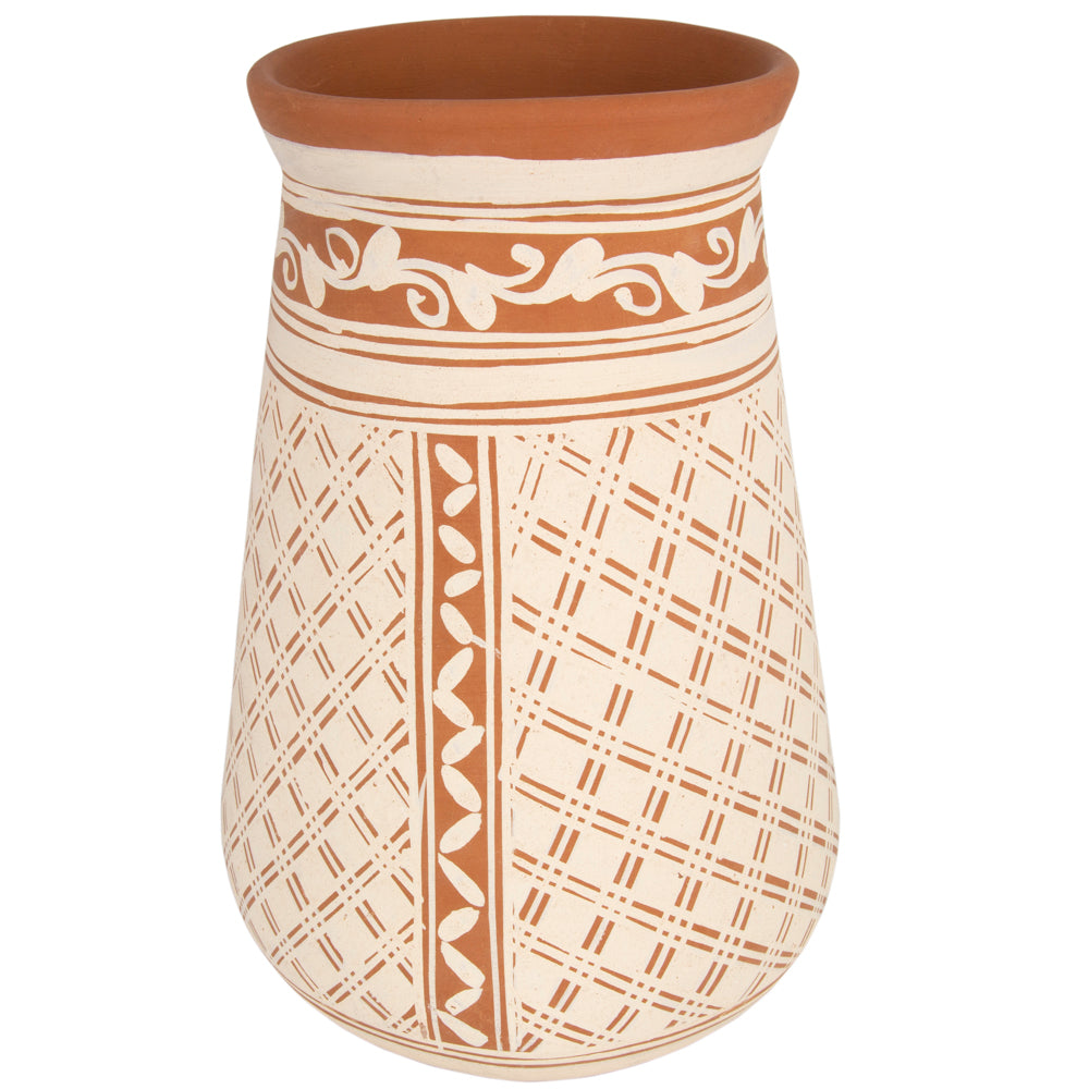 Patamban Tall Vase with Sculpted Flowers