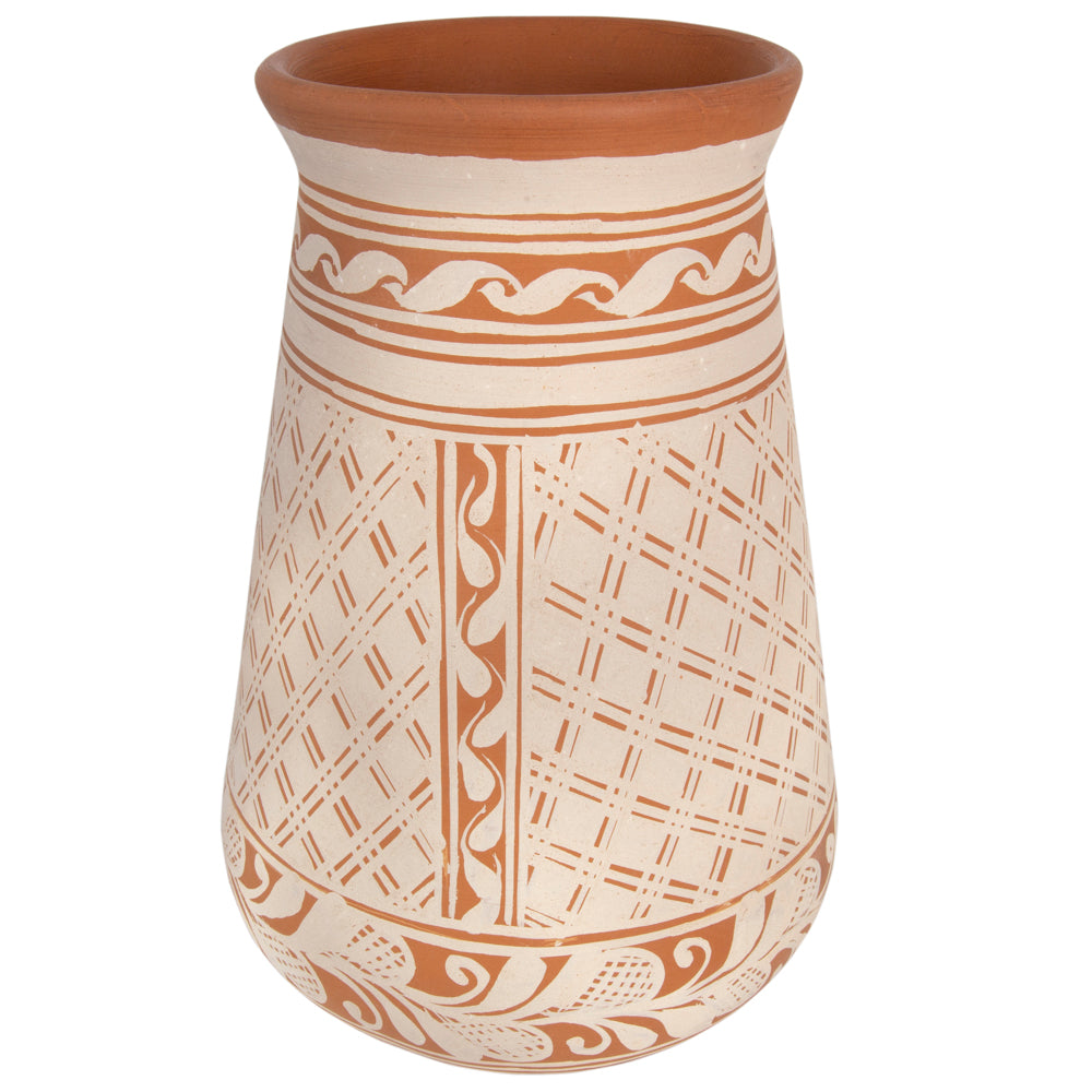 Patamban Tall Vase with Sculpted Flowers