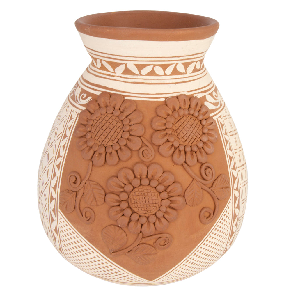 Patamban Teardrop Vase with Sculpted Flowers