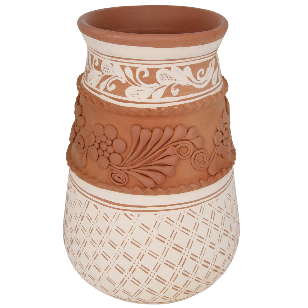 Patamban Tall Vase with Sculpted Flowers