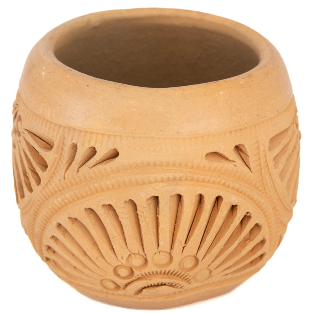 Natural Clay Carved Mezcal Shot Glass