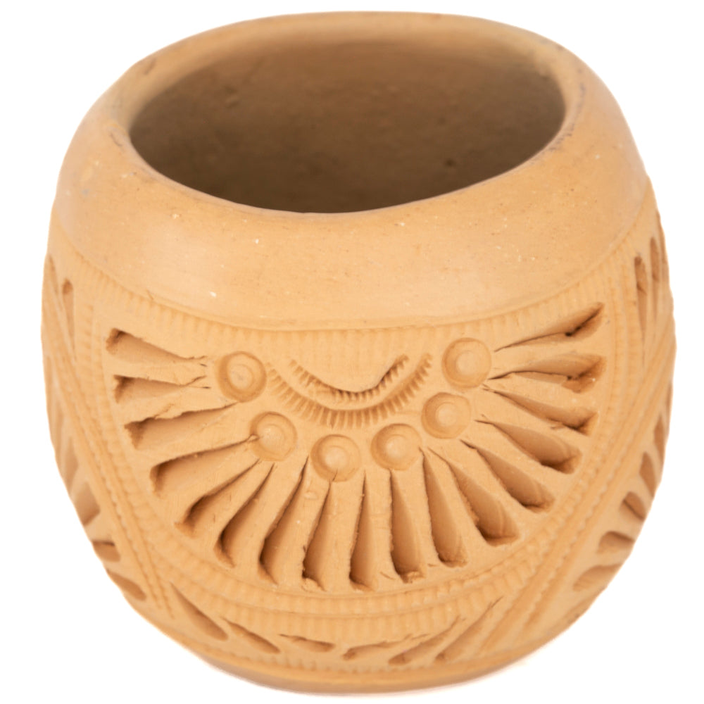 Natural Clay Carved Mezcal Shot Glass