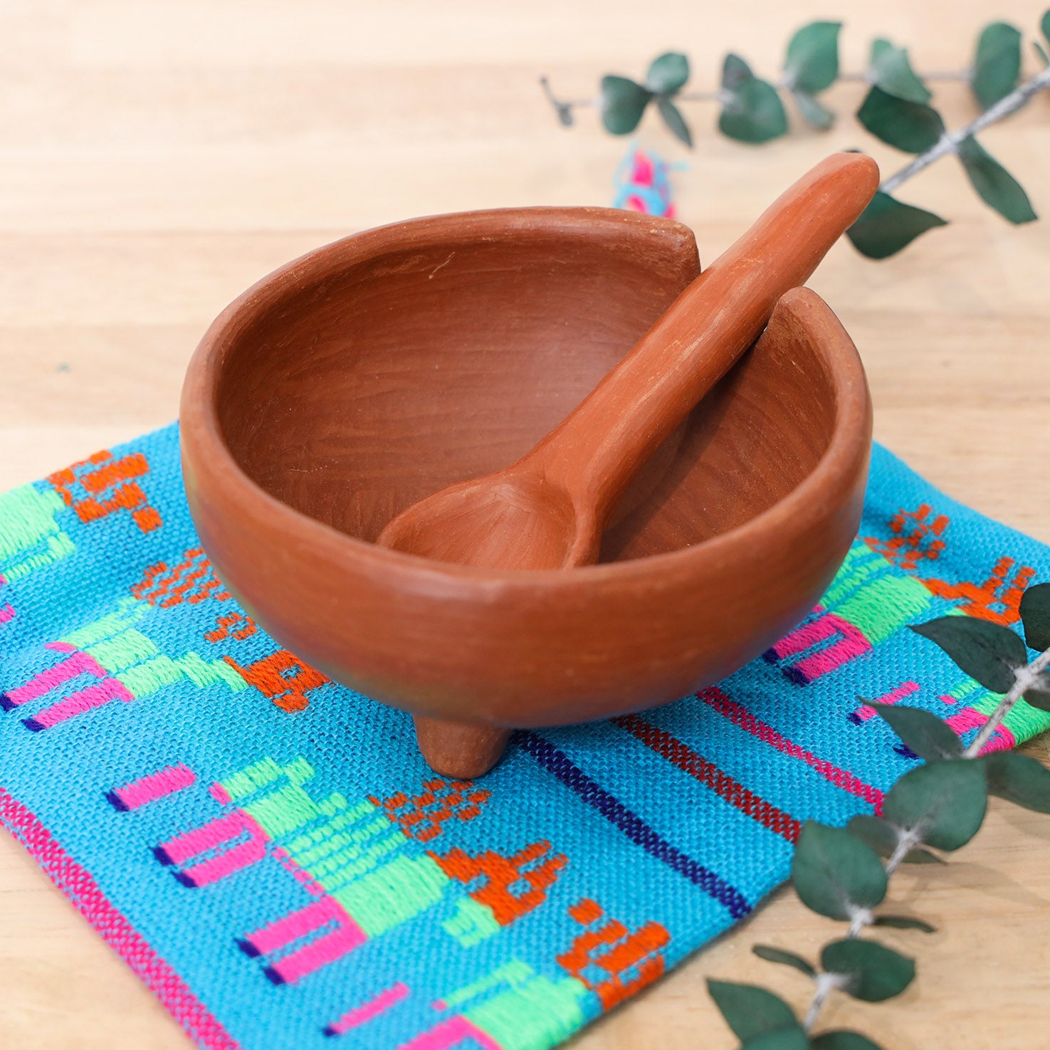Barro Rojo Terracotta Salsa Bowl with Spoon