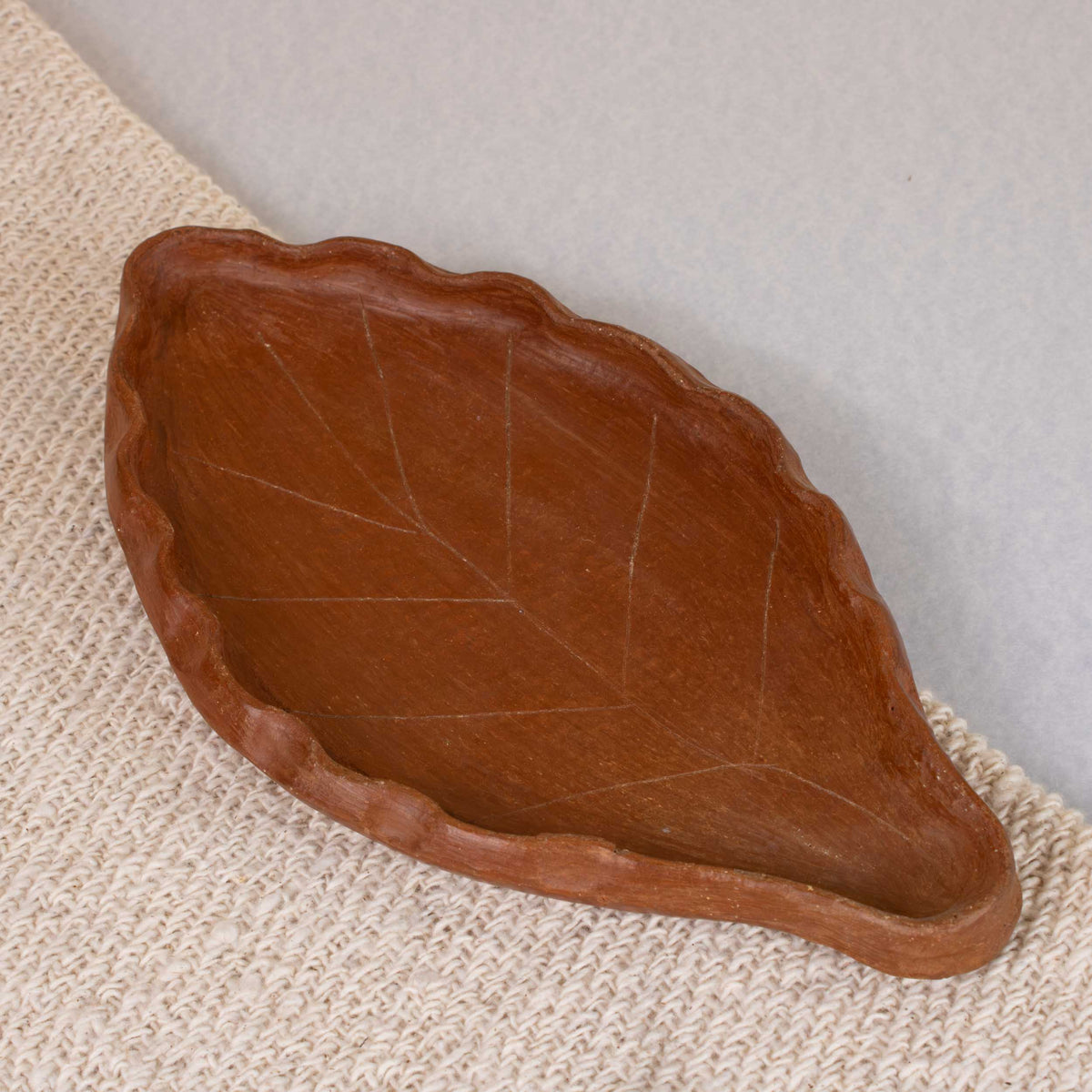 Red Clay Terracotta Leaf Plate