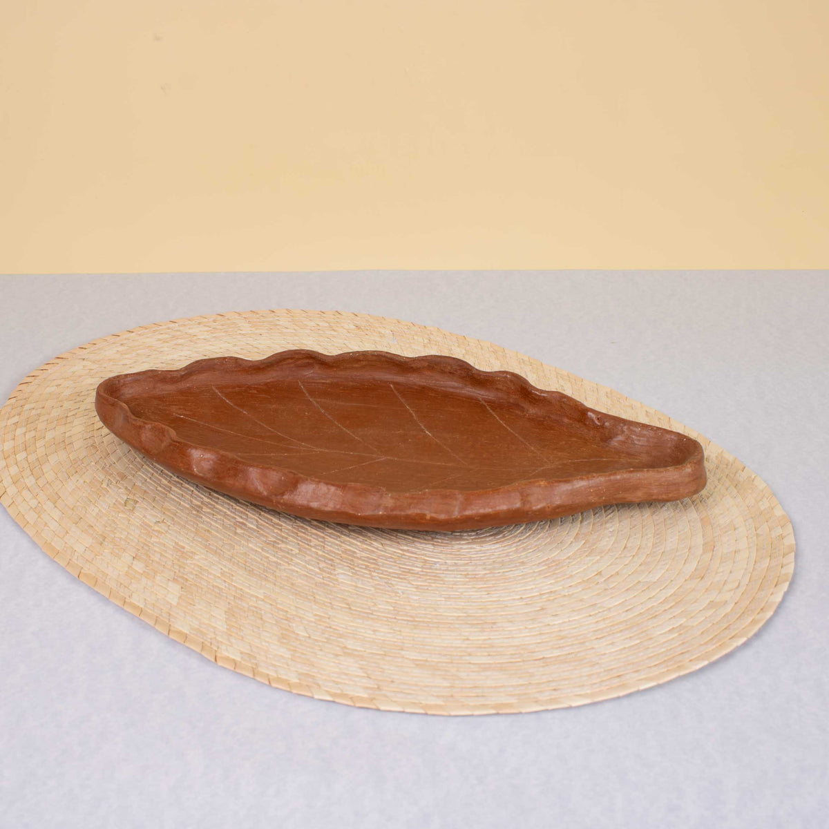 Red Clay Terracotta Leaf Plate