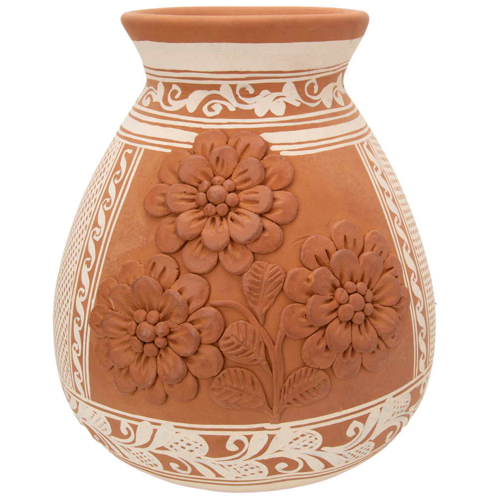 Patamban Teardrop Vase with Sculpted Flowers