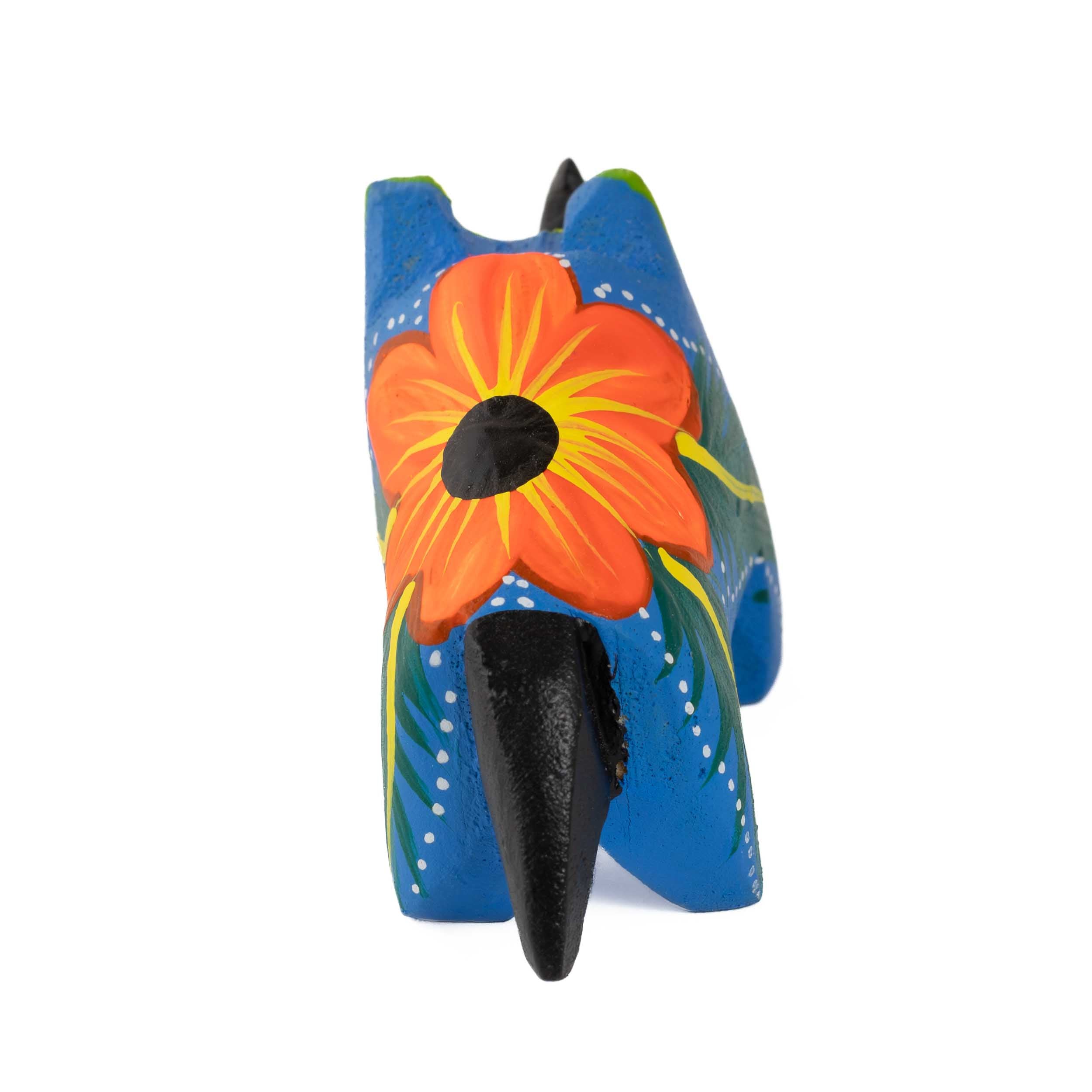 Hand Painted Rhino Wooden Figurine