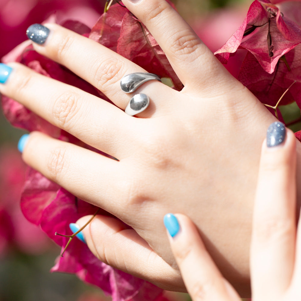 Sterling Silver Gotitas Adjustable Ring