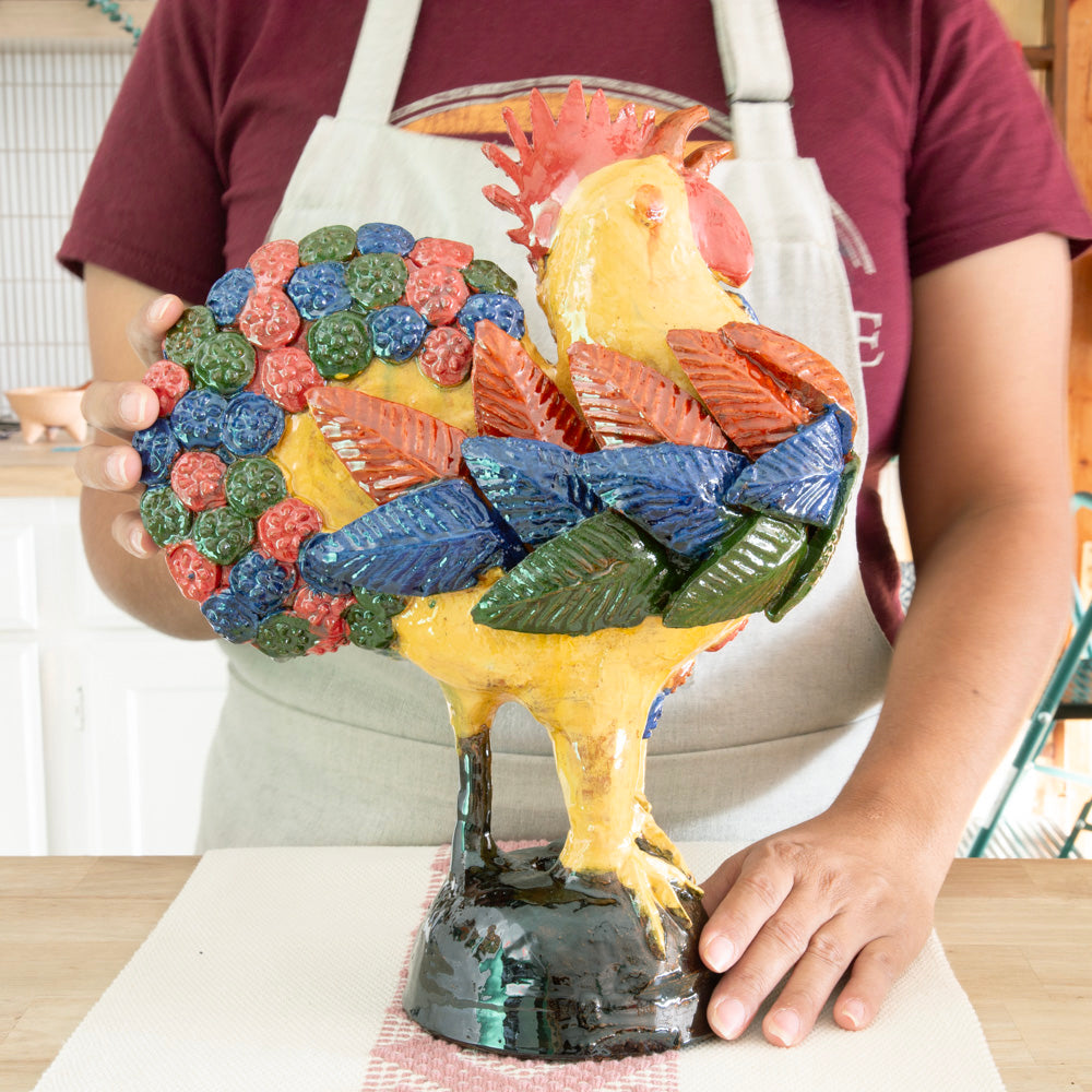Gallo Colorido Rooster Decorative Sculpture