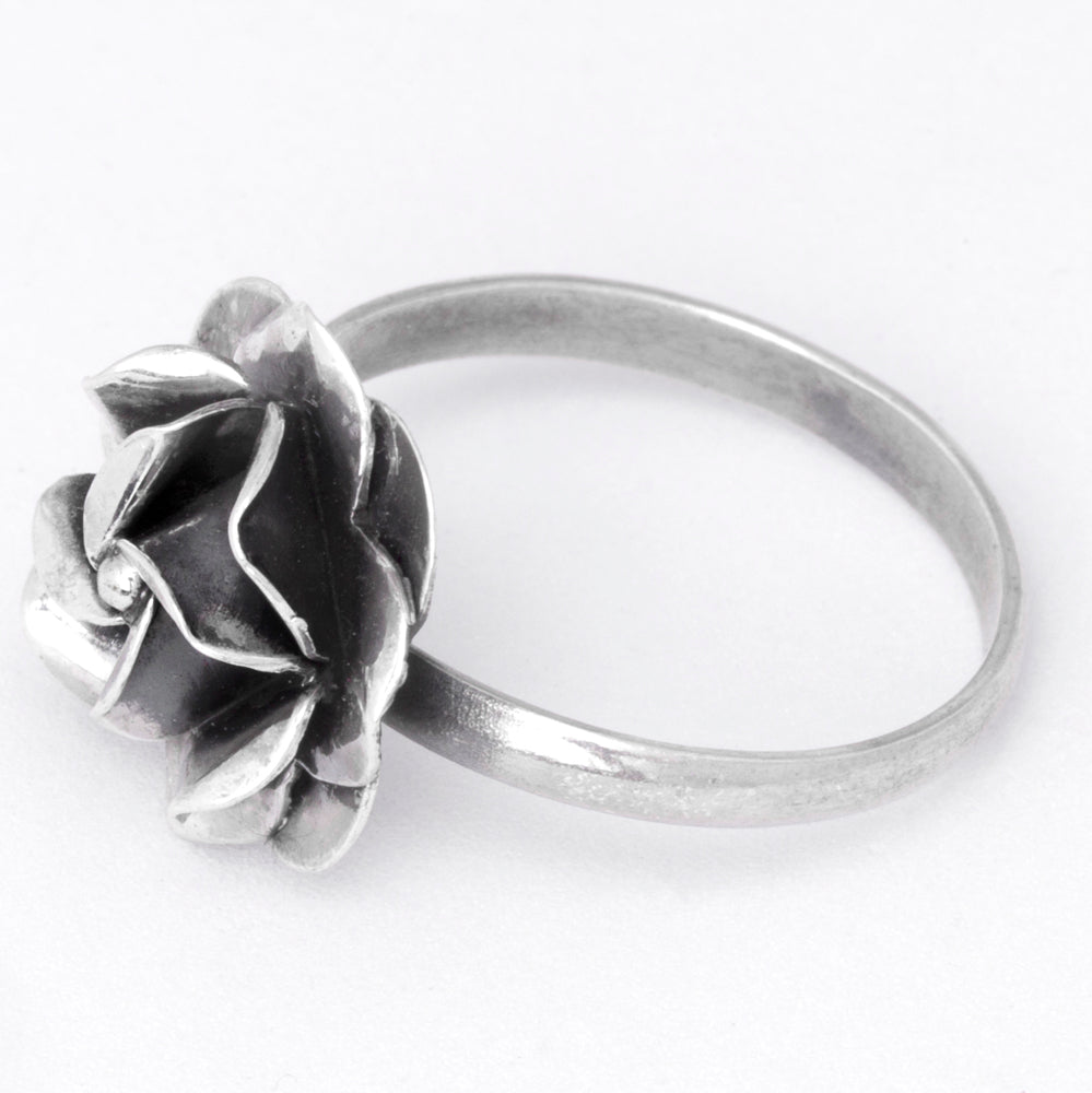 Sterling Silver Lovely Rose Adjustable Ring