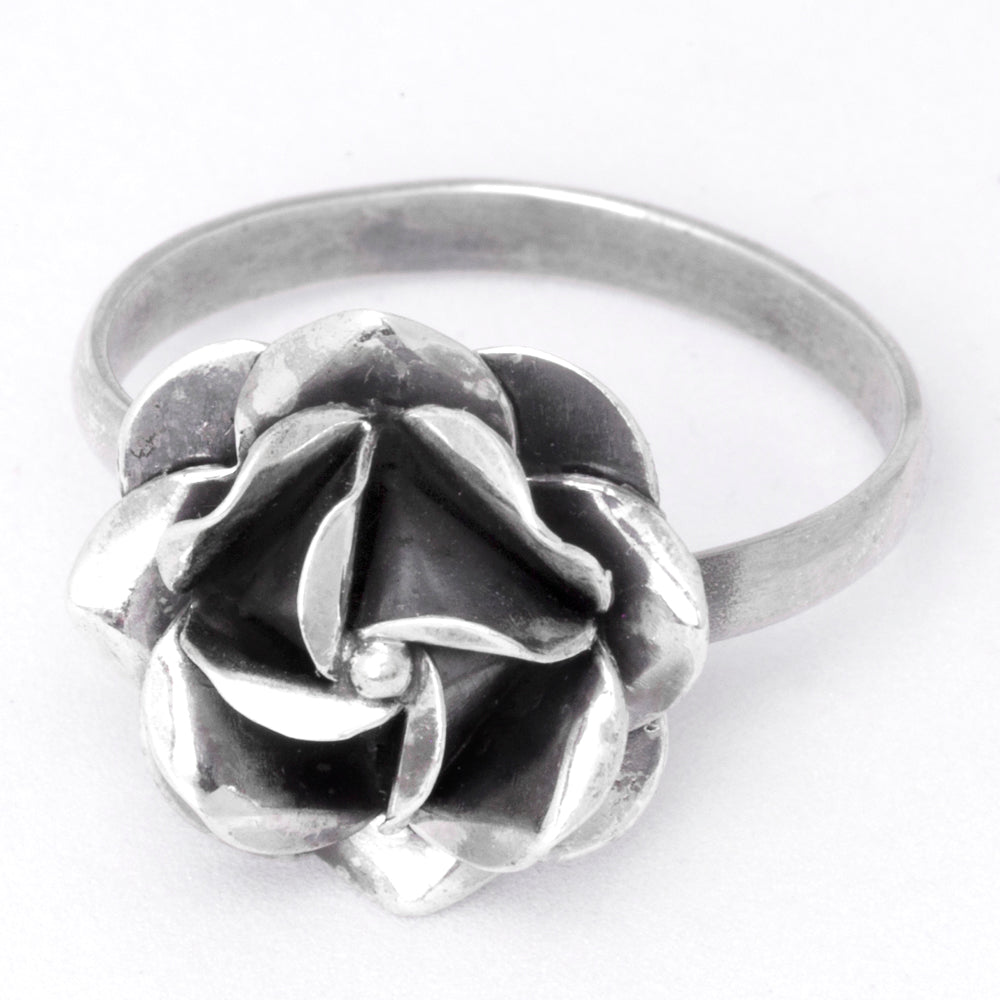 Sterling Silver Lovely Rose Adjustable Ring
