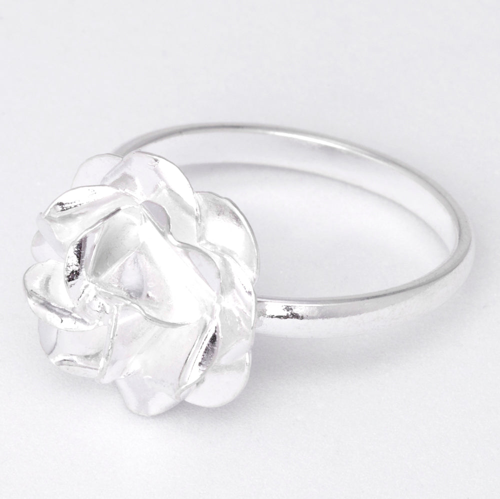 Sterling Silver Lovely Rose Adjustable Ring