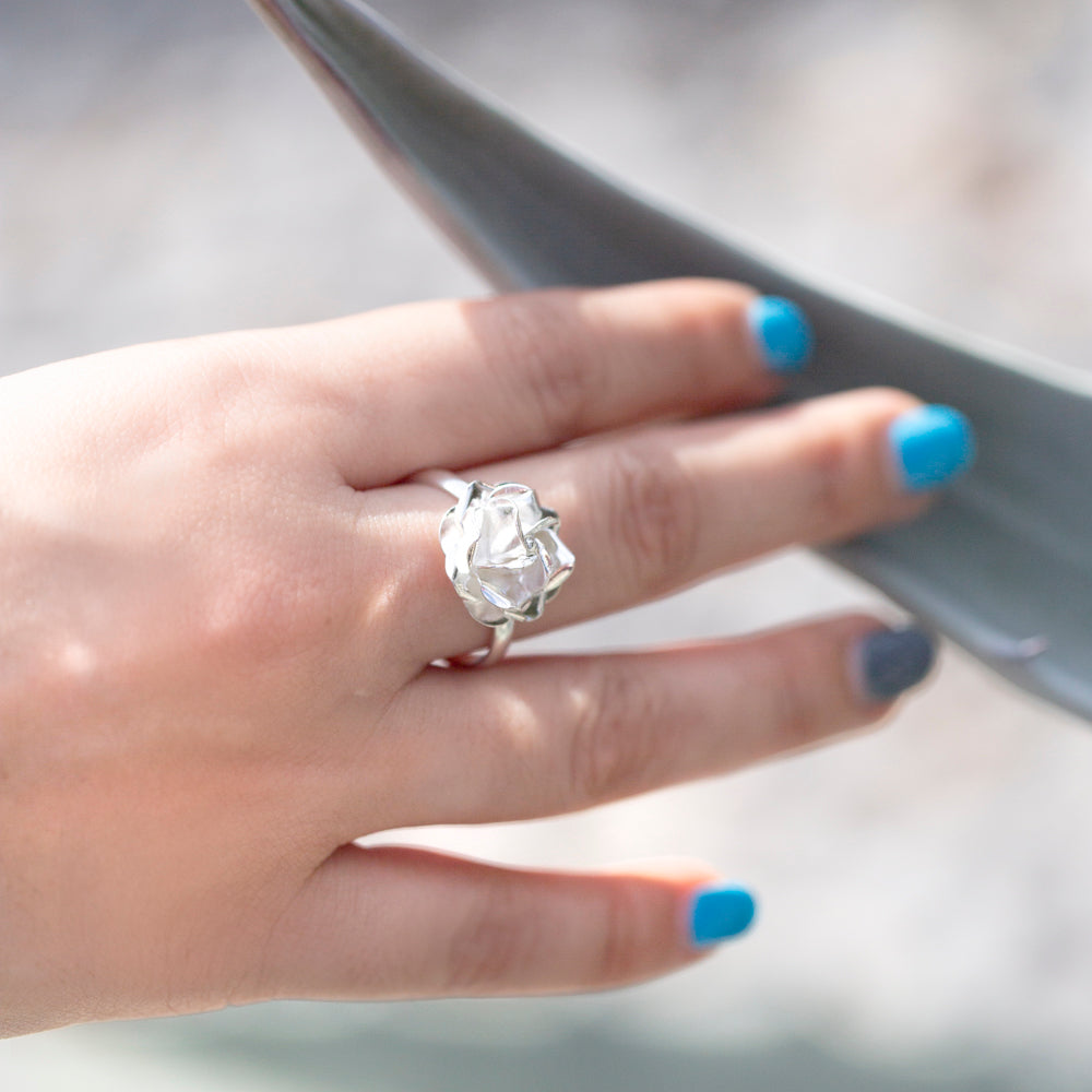 Sterling Silver Lovely Rose Adjustable Ring