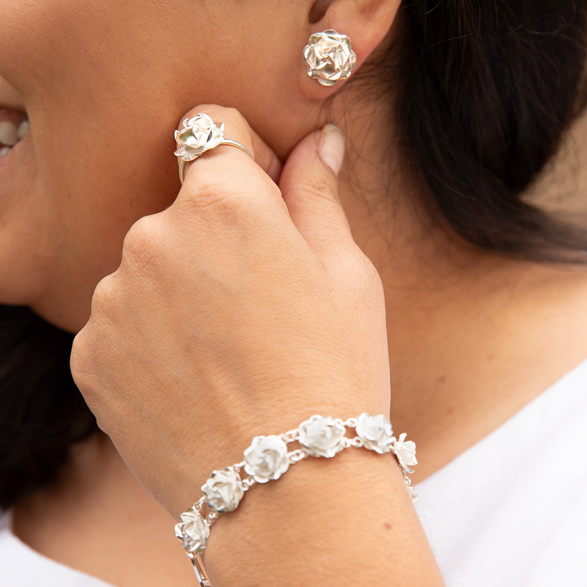 Sterling Silver Lovely Rose Bracelet