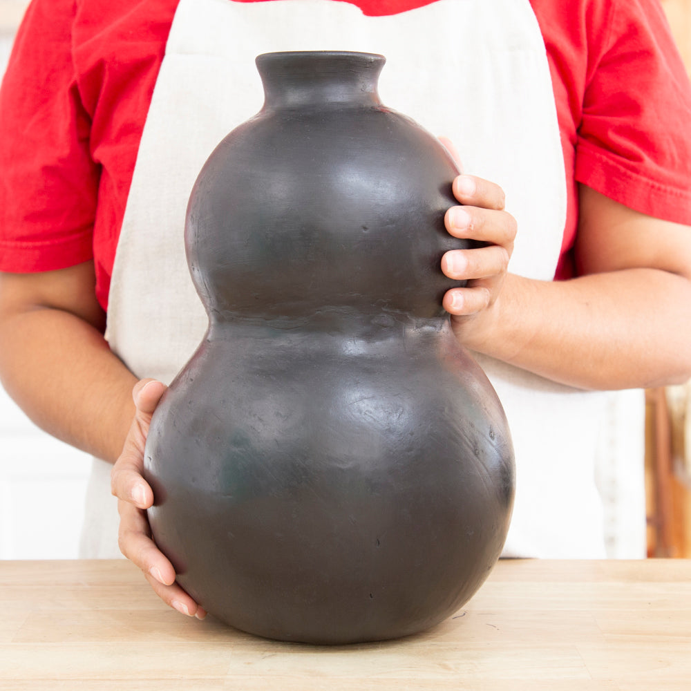 Barro Negro Gourd Black Vase