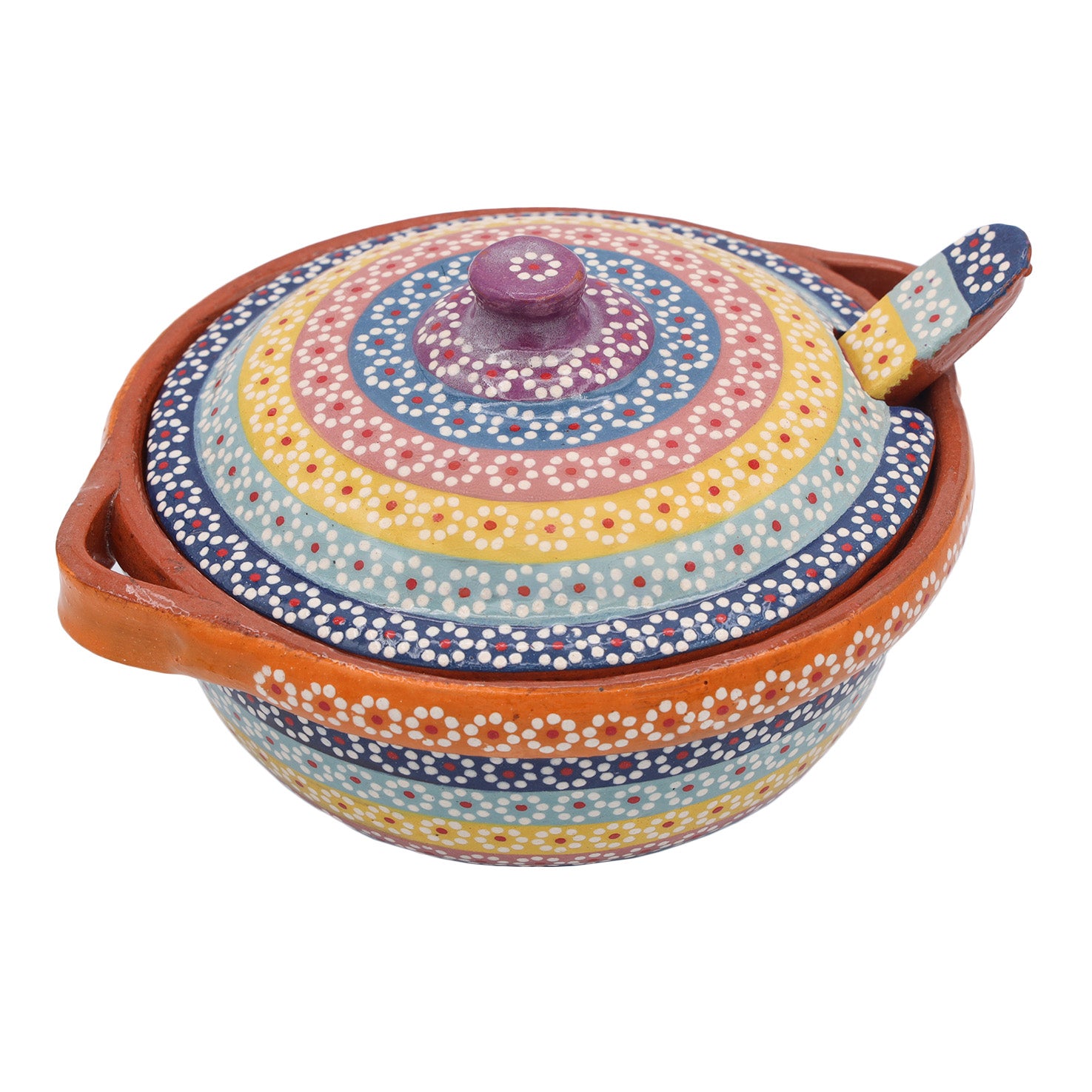 Capula Small Clay Cazuelita with Matching Lid and Spoon
