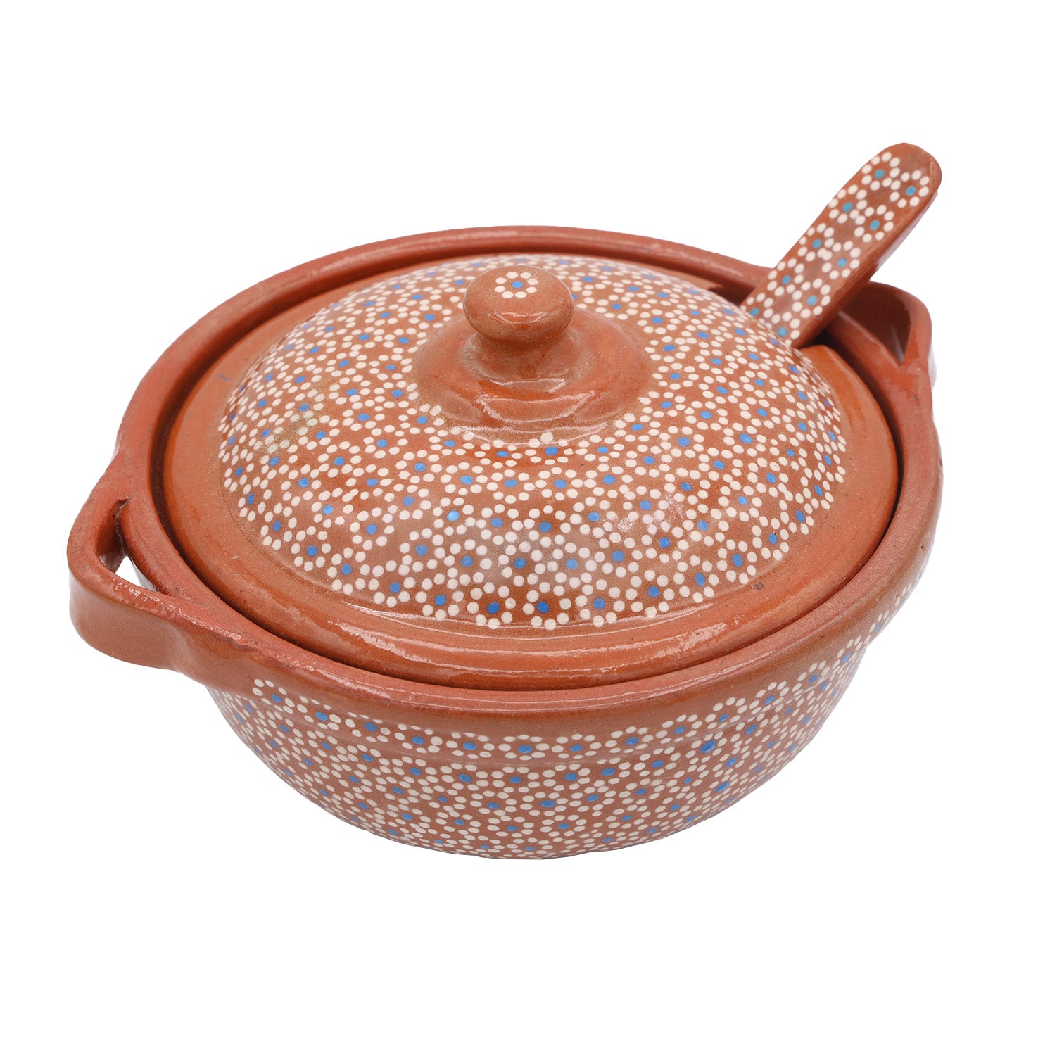 Capula Small Clay Cazuelita with Matching Lid and Spoon