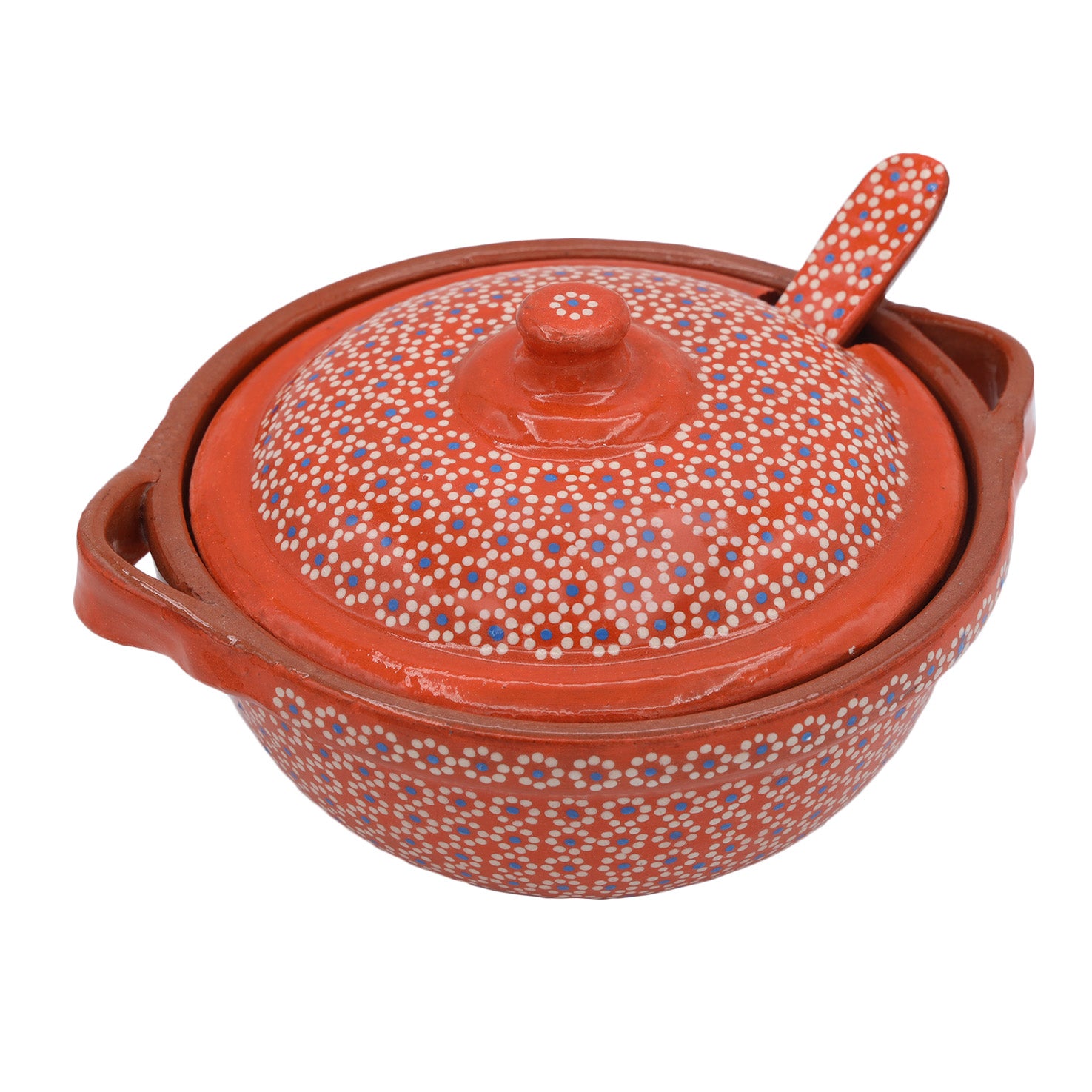 Capula Small Clay Cazuelita with Matching Lid and Spoon